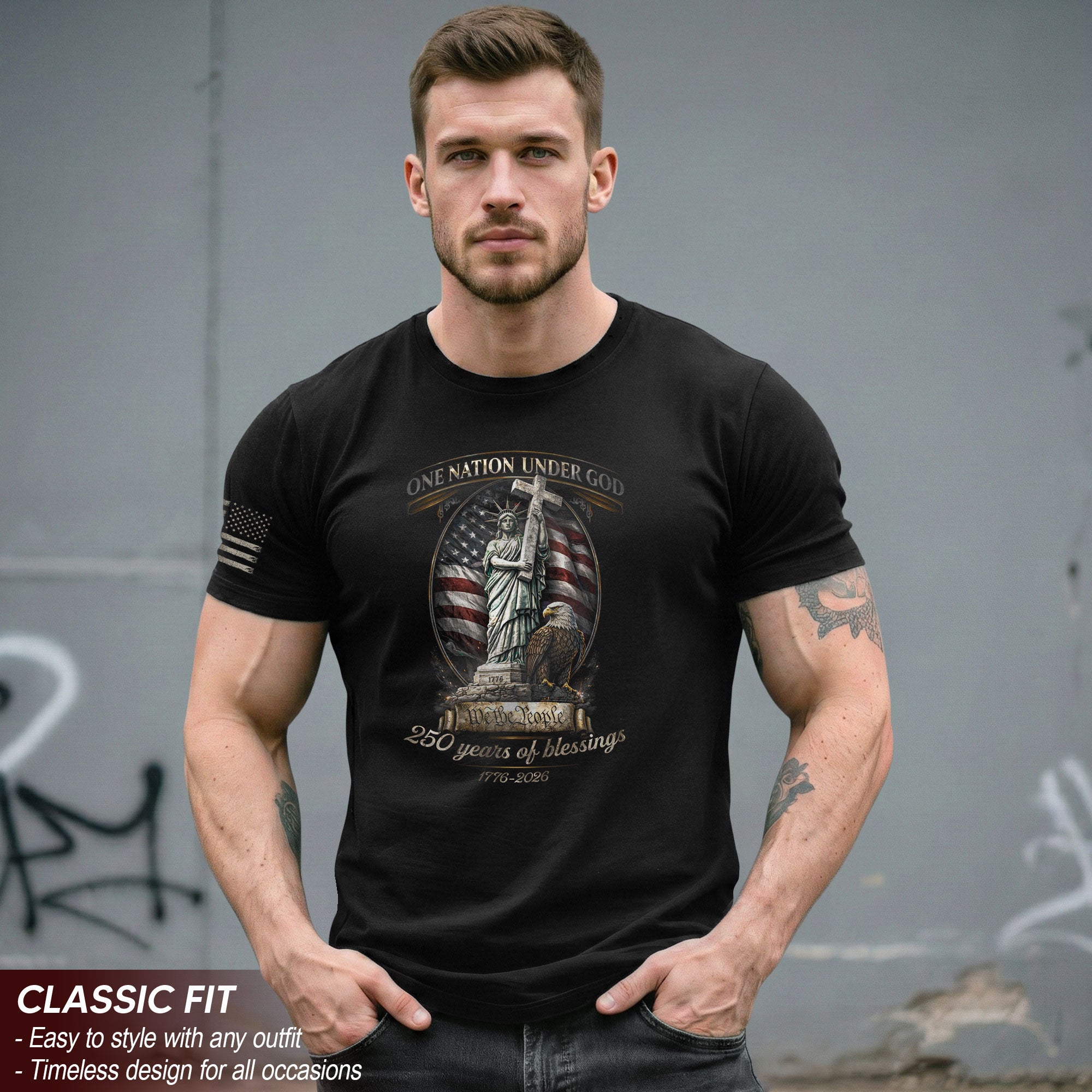 America 250th Anniversary 1776-2026 T-Shirt – We The People 250 Years of Blessings Bald Eagle Semiquincentennial Patriotic Shirt