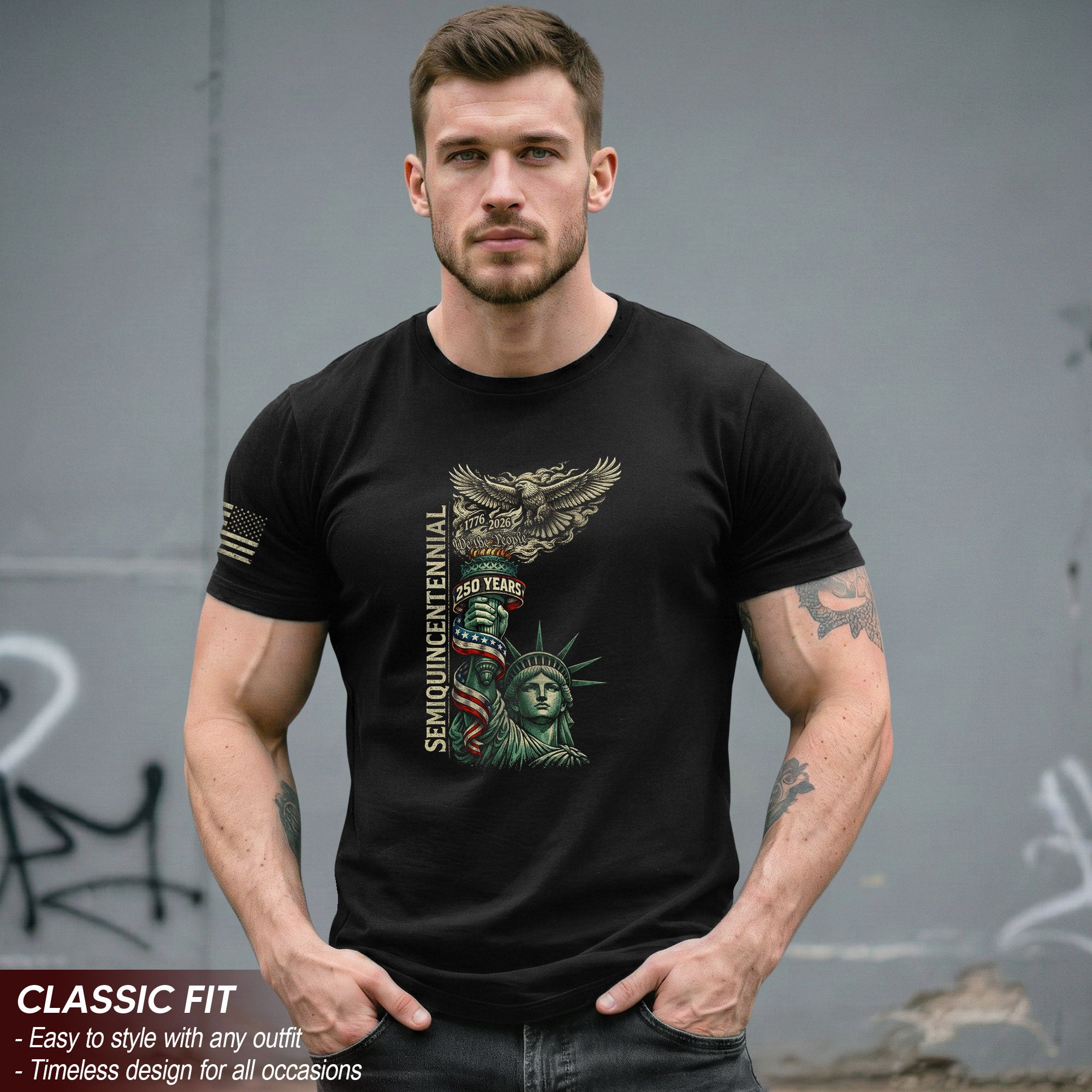American Semiquincentennial 250 Years Liberty Torch & Eagle Heritage Shirt 1776–2026
