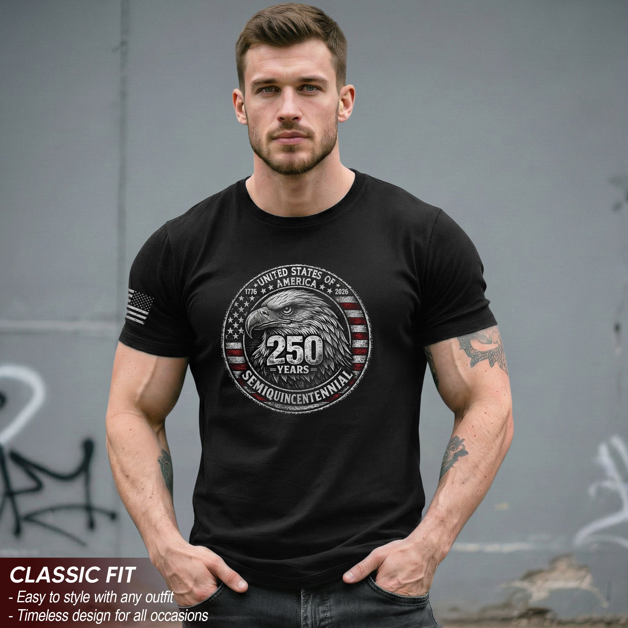 United States of America 250 Years Semiquincentennial Eagle Patriotic Shirt 1776–2026 Independence Anniversary Tribute