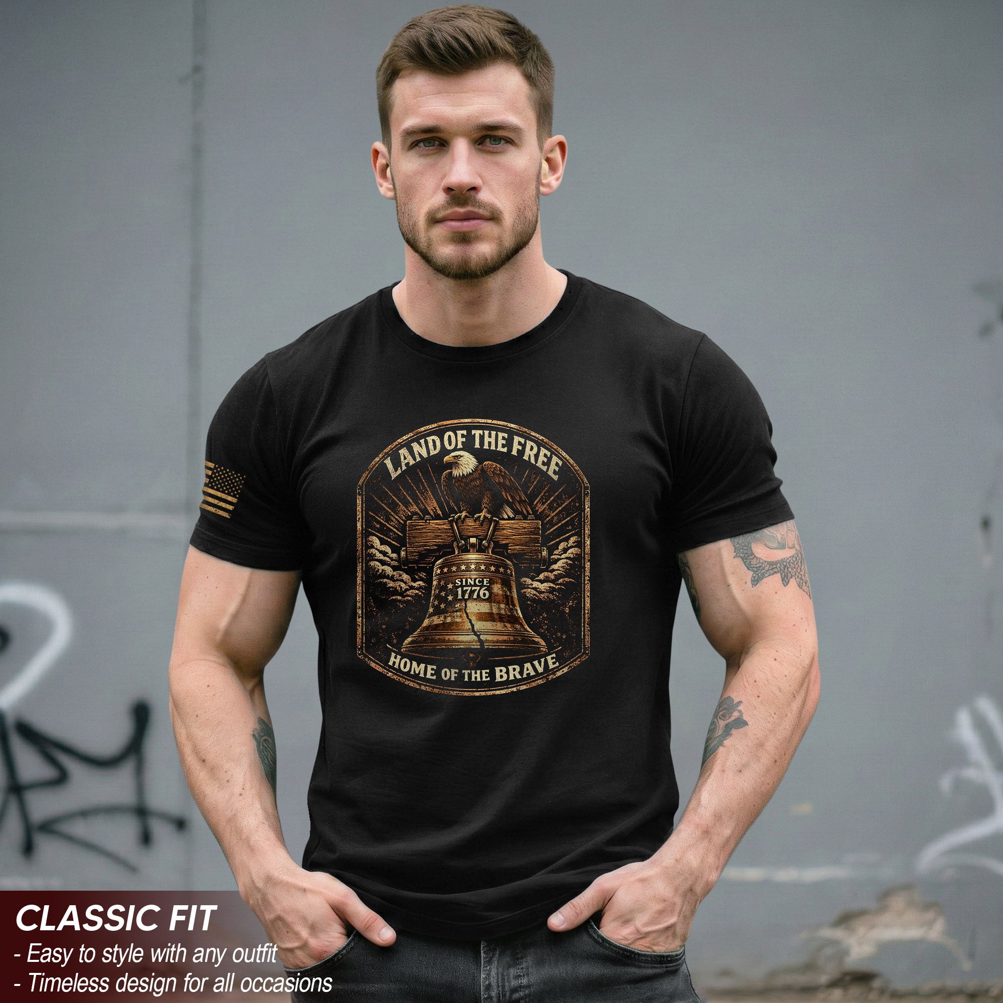 Land of the Free Since 1776 Semiquincentennial Patriotic Shirt Liberty Bell Eagle 250 Years Tribute