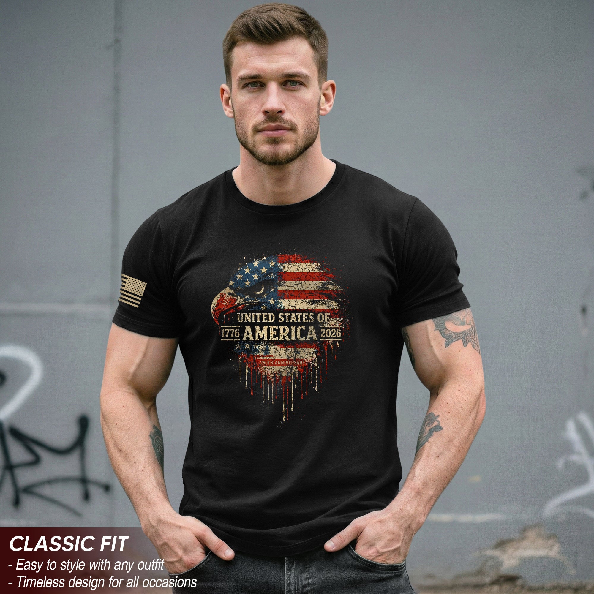 United States 250th Birthday 1776-2026 T-Shirt – USA Flag & Eagle Freedom Patriotic Anniversary Tee