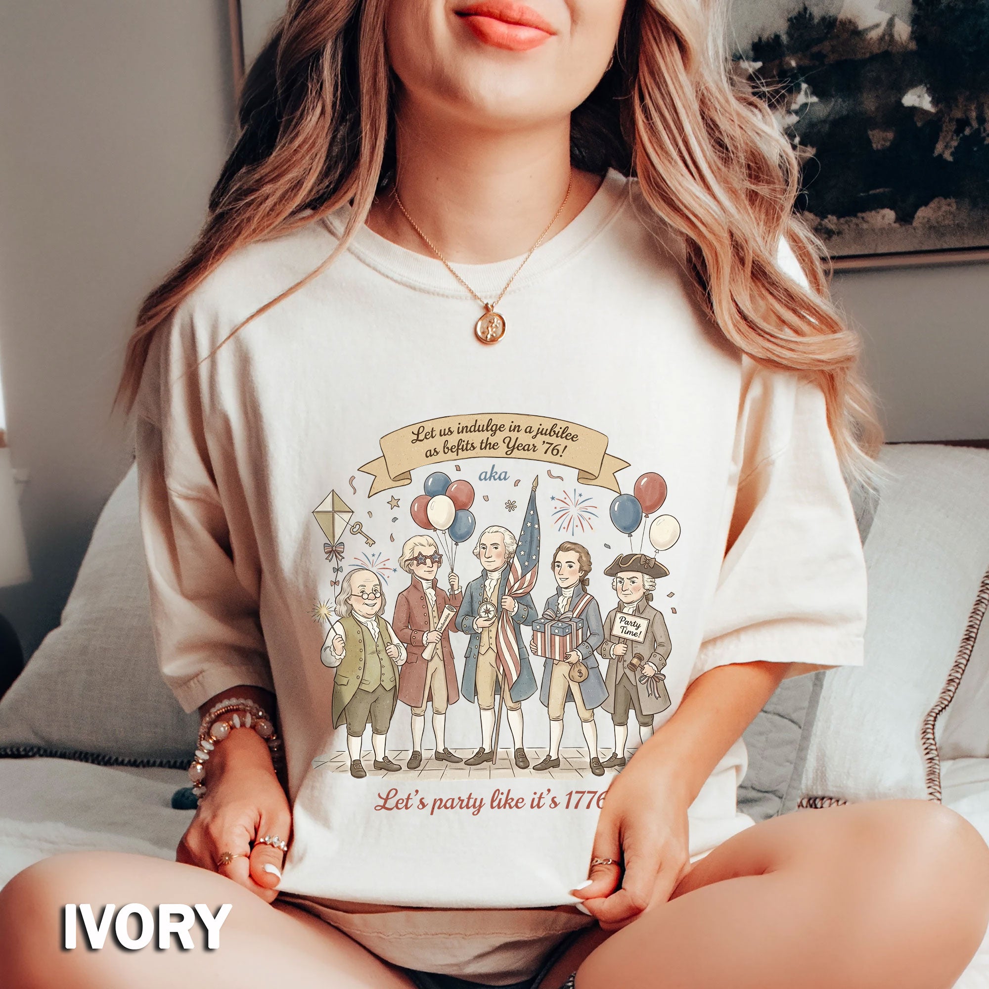 Vintage Funny Founding Fathers Shirt Let's Party Like It's 1776 Patriotic