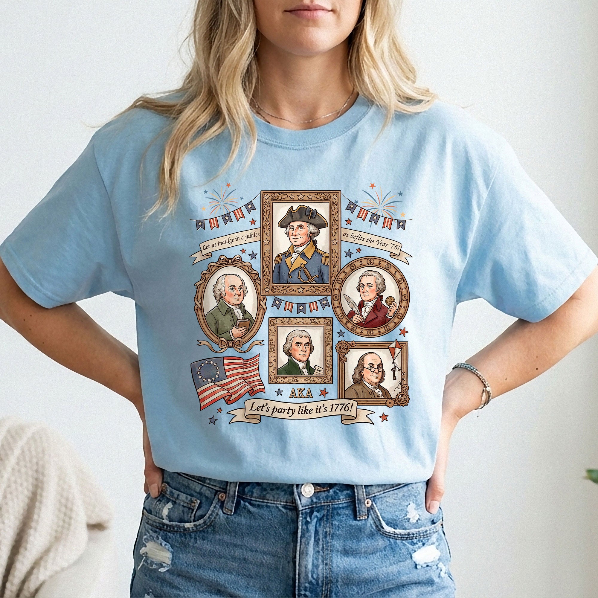 1776 Patriotic Founding Fathers Shirt Vintage USA History Let’s Party