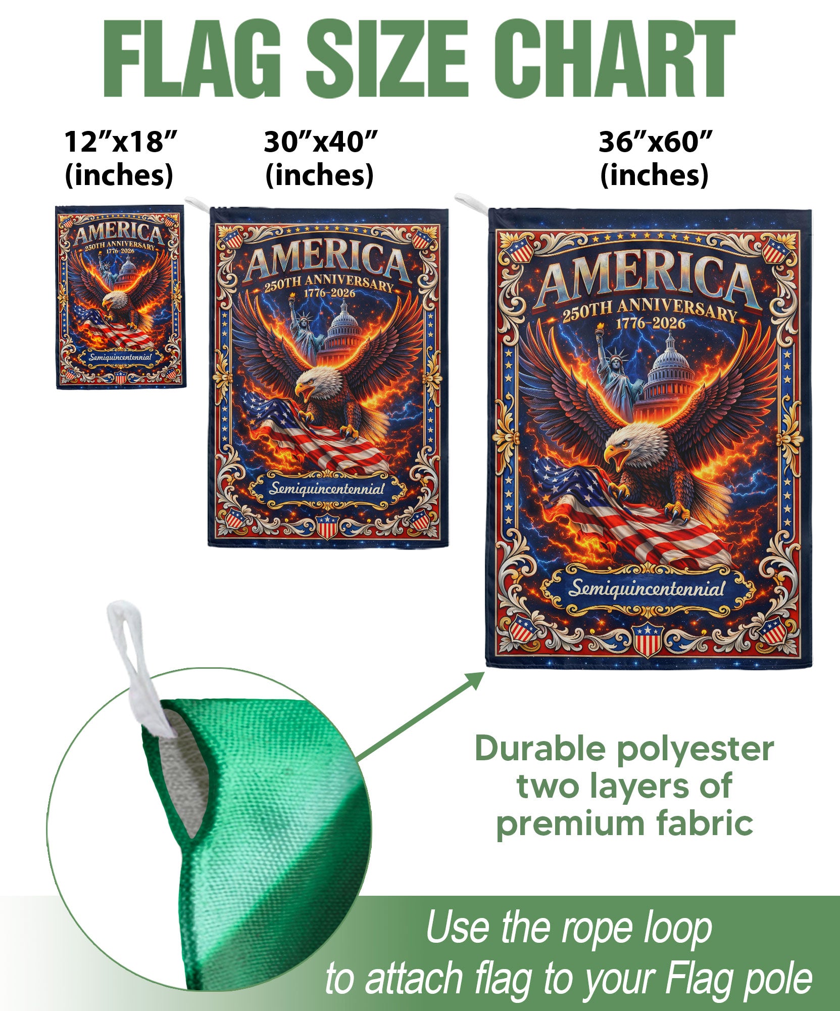 United States 250th Anniversary Garden Flag Patriotic Eagle Statue Of Liberty Yard Decor 12x18inch