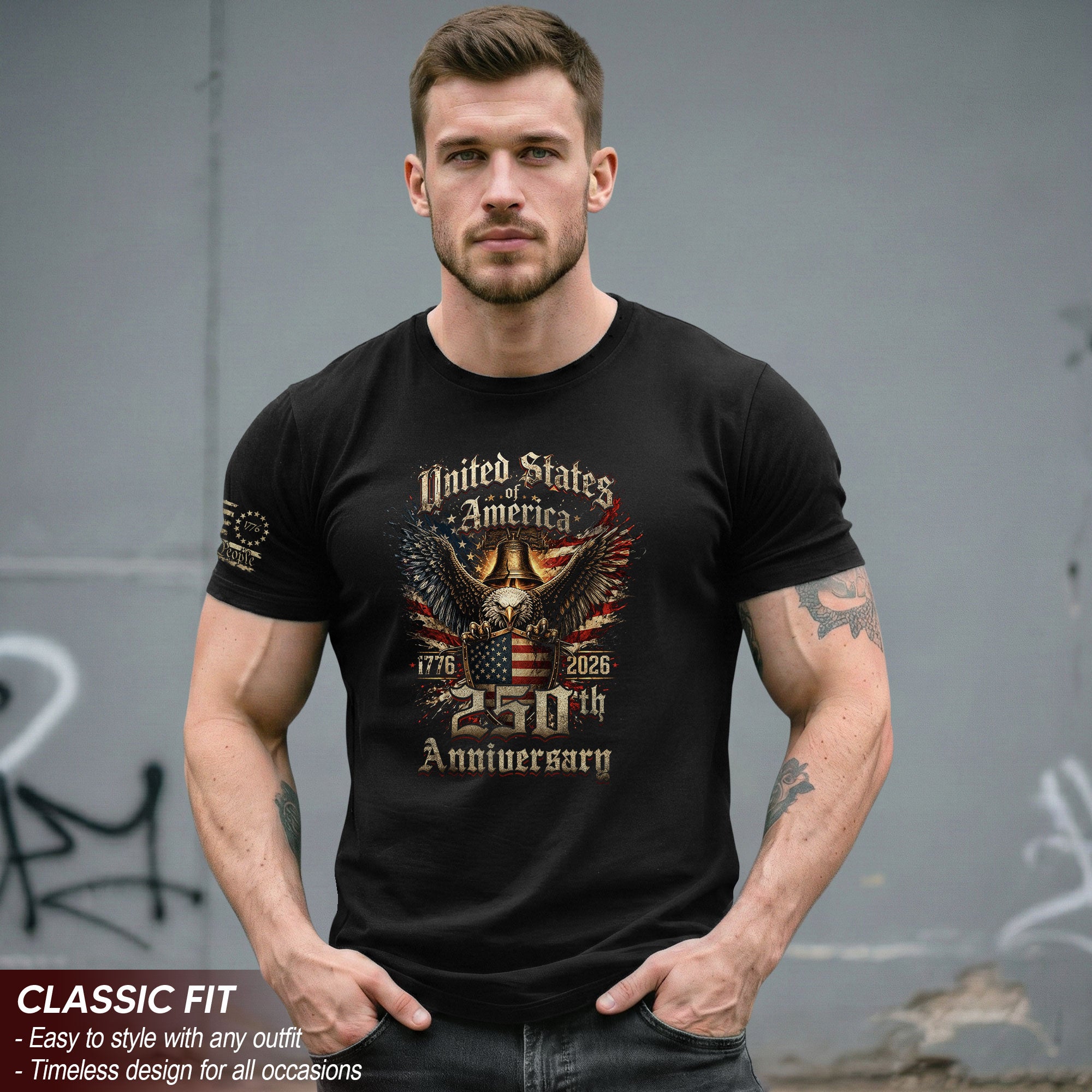 American Eagle 250th Anniversary T-Shirt 1776–2026 Patriotic Independence Graphic Tee