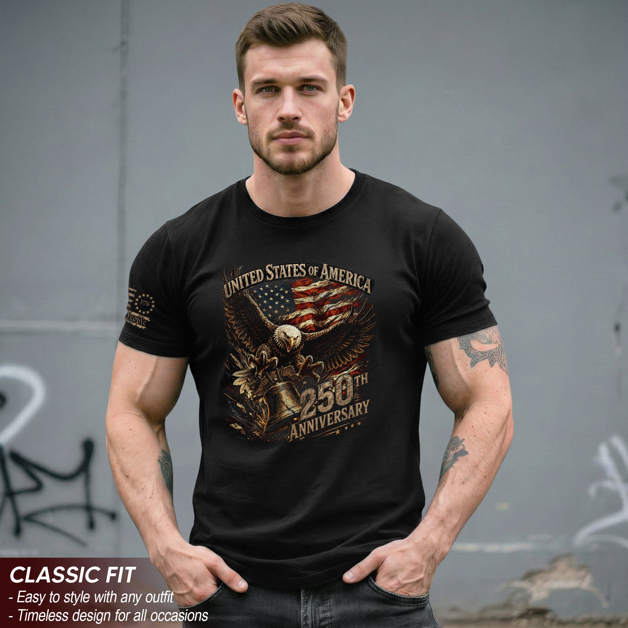 USA Patriotic 250th Anniversary Eagle Liberty Bell T-Shirt