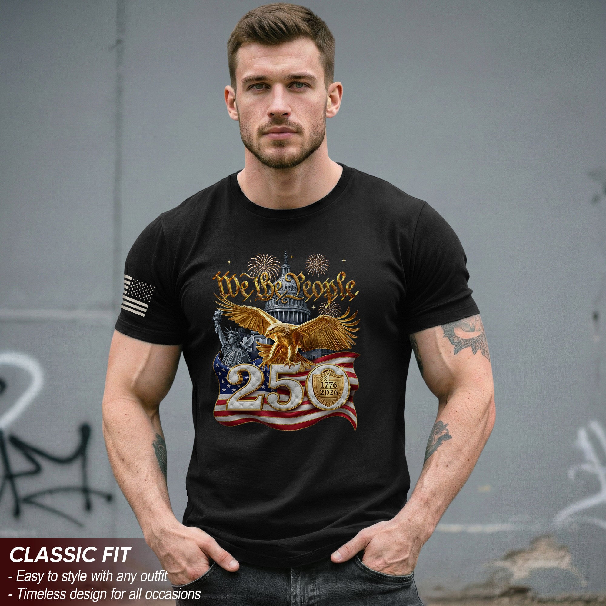 We the People 250 Years 1776-2026 T-Shirt - Capitol Liberty Eagle Patriotic Tee