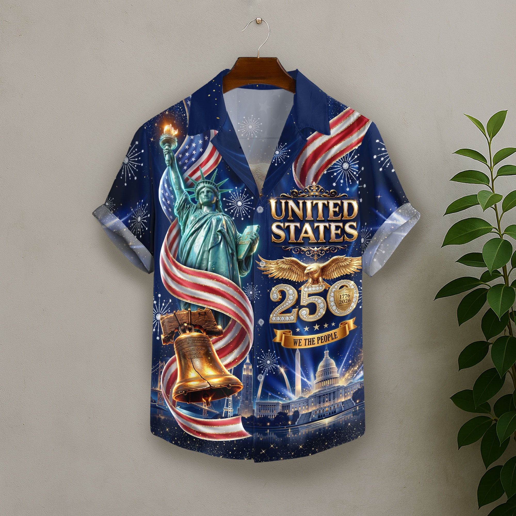 United States 250 Years Hawaiian Shirt Patriotic Eagle Liberty Bell Independence Day Gift