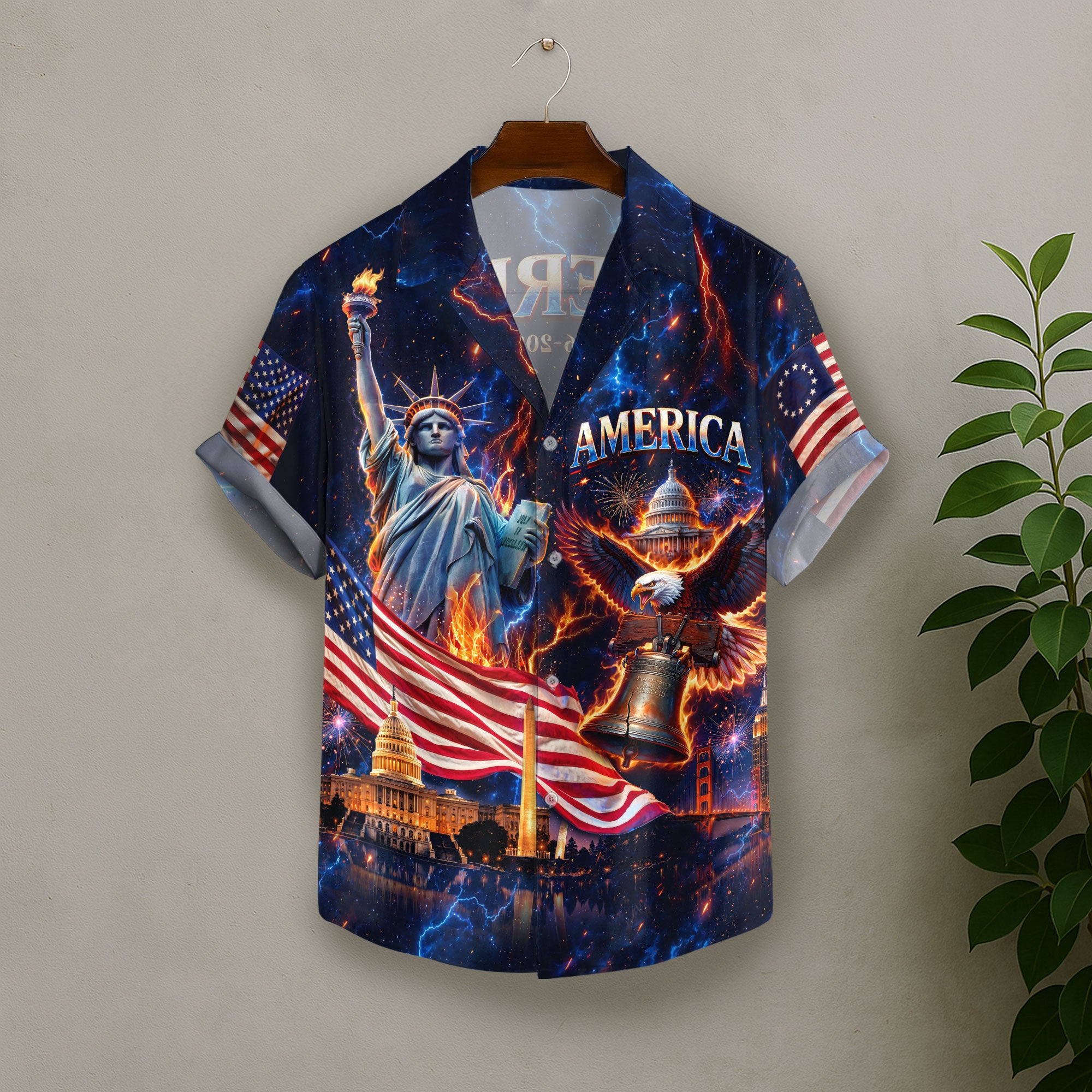 Hawaiian Shirt Patriotic 1776 2026 Eagle Liberty Bell 4th Of July Independence Day