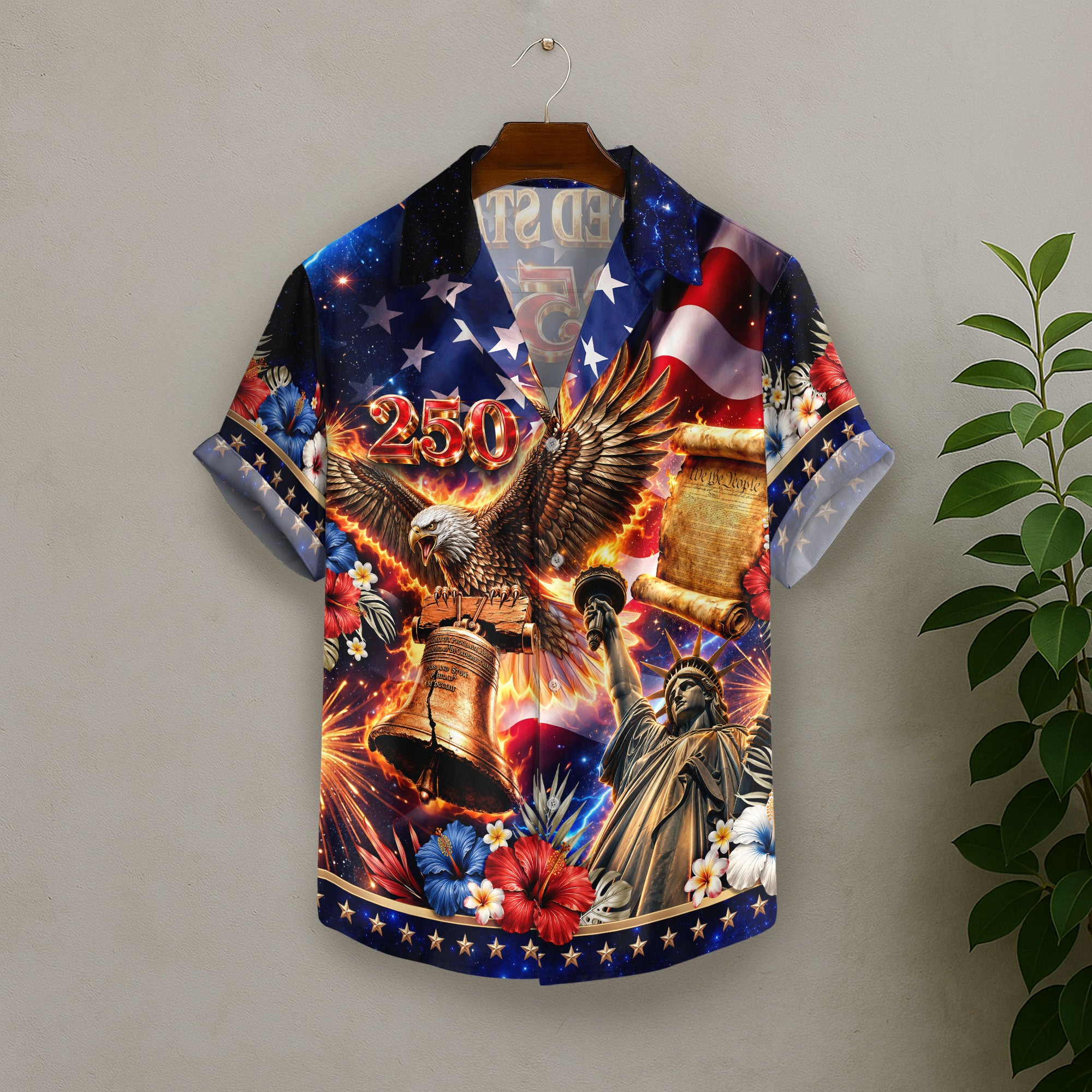 United States 250 Hawaiian Shirt Patriotic Eagle Liberty Bell Independence Day Gift
