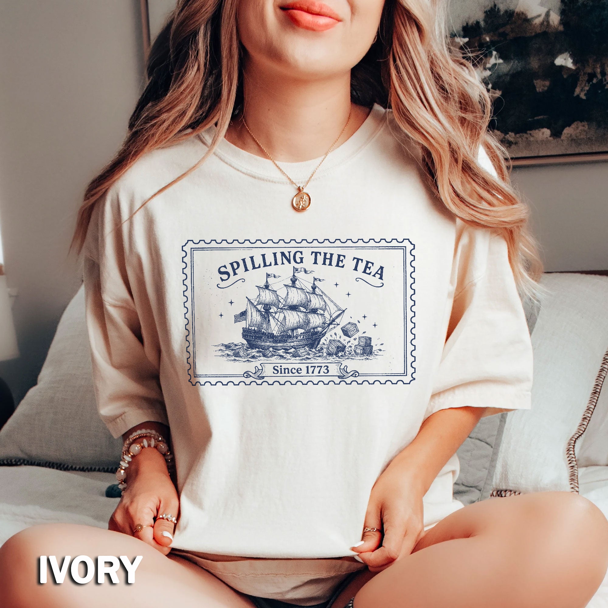 Spilling The Tea Since 1773 Shirt Vintage Boston Tea Party Stamp Tee Retro History