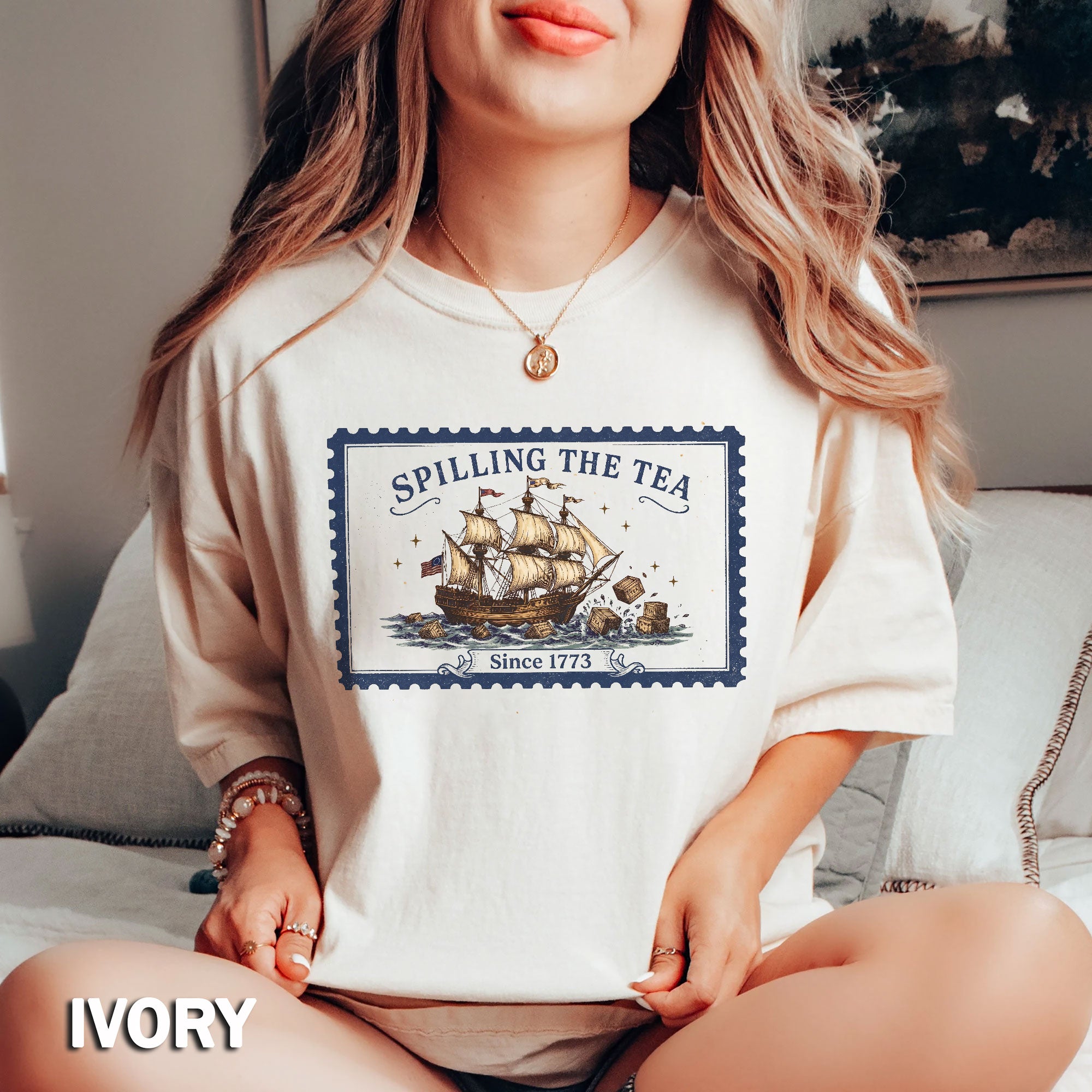 Spilling The Tea Since 1773 Shirt Vintage Postage Stamp Tee Boston Tea Party Tshirt