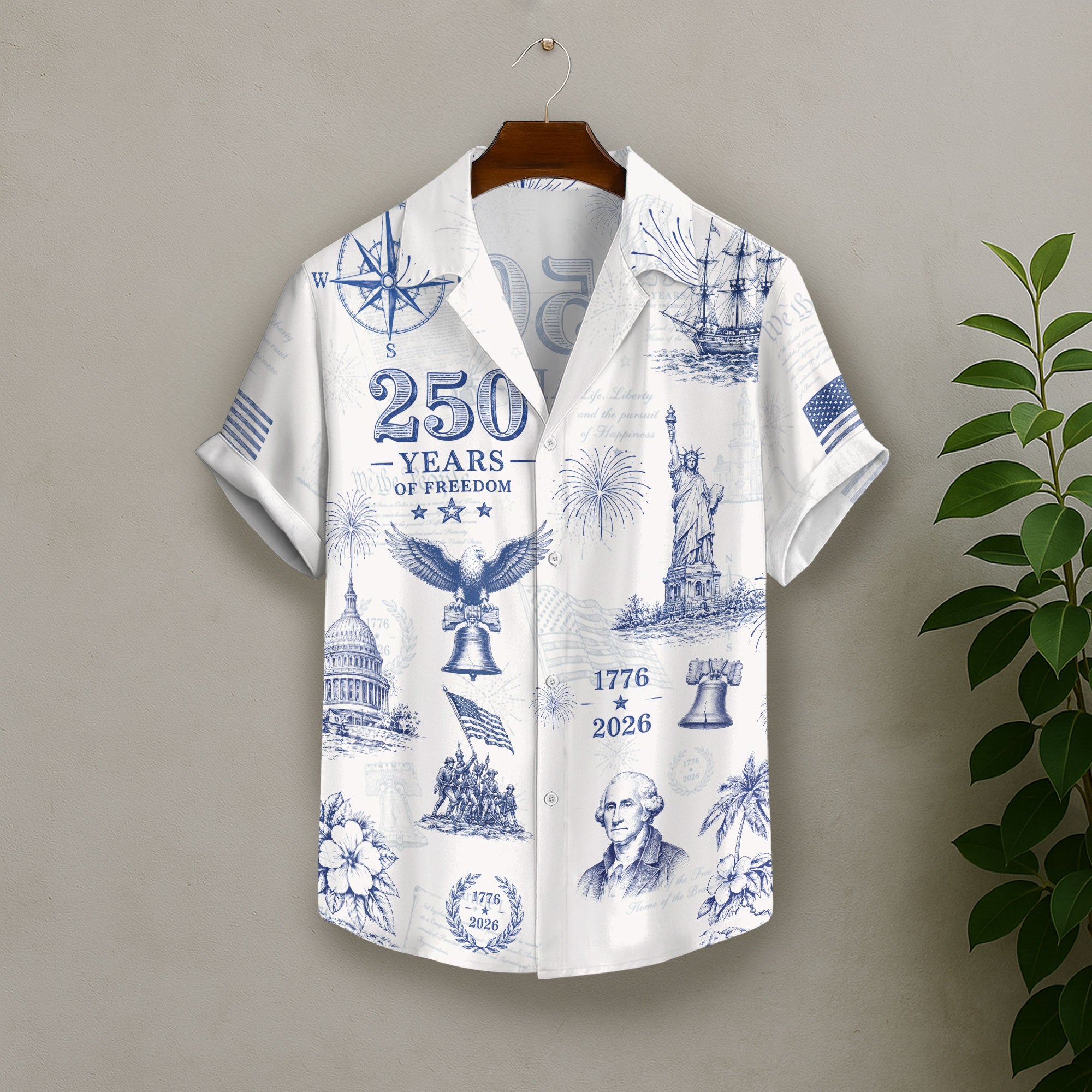 Patriotic United States 250 Years Hawaiian Shirt Statue Of Liberty Apparel