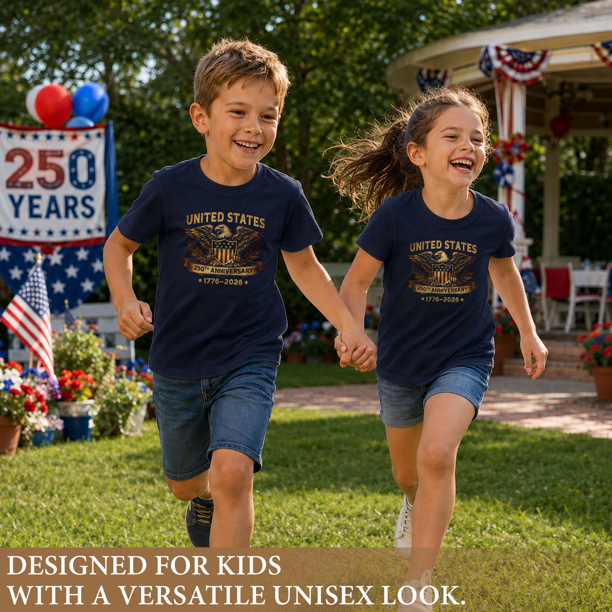 Kid T-Shirt United States 250th Anniversary | Patriotic 1776-2026 Eagle Shield Boys Girls
