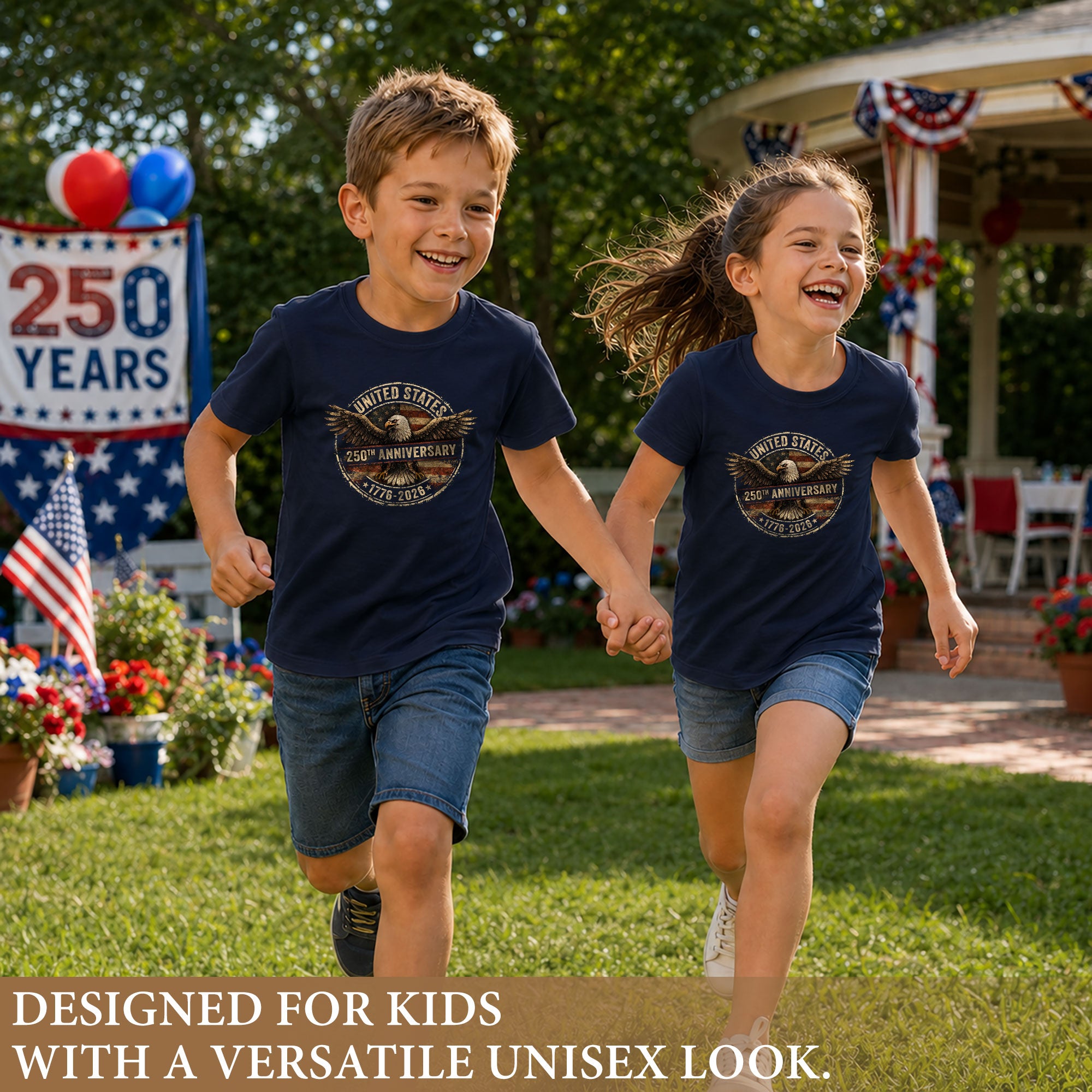 Kid T-Shirt United States 250th Anniversary | Patriotic 1776-2026 Eagle Boys Girls Shirt