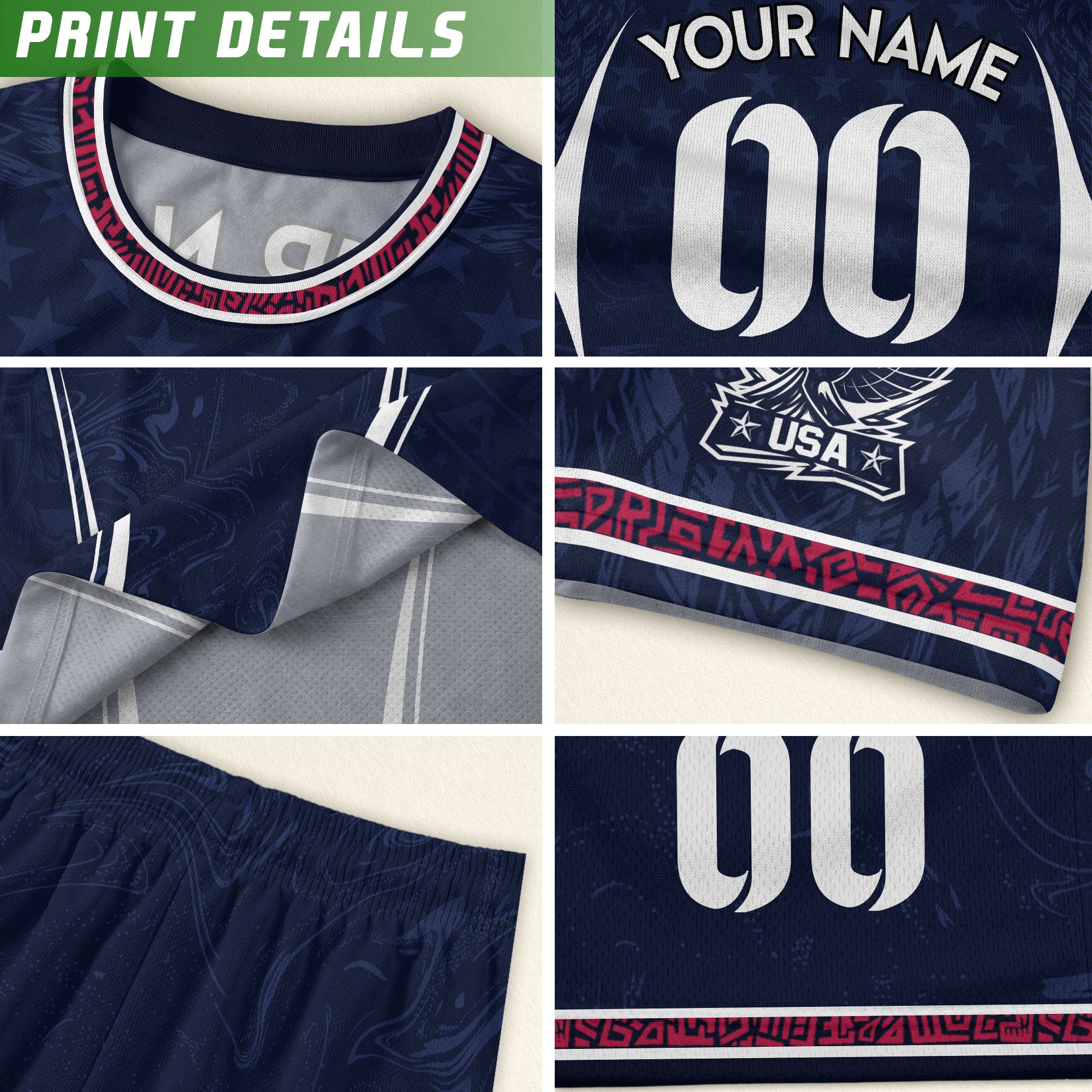 Personalized Youth Soccer Jersey Style Custom Name Number USA Kids Starry Active Top