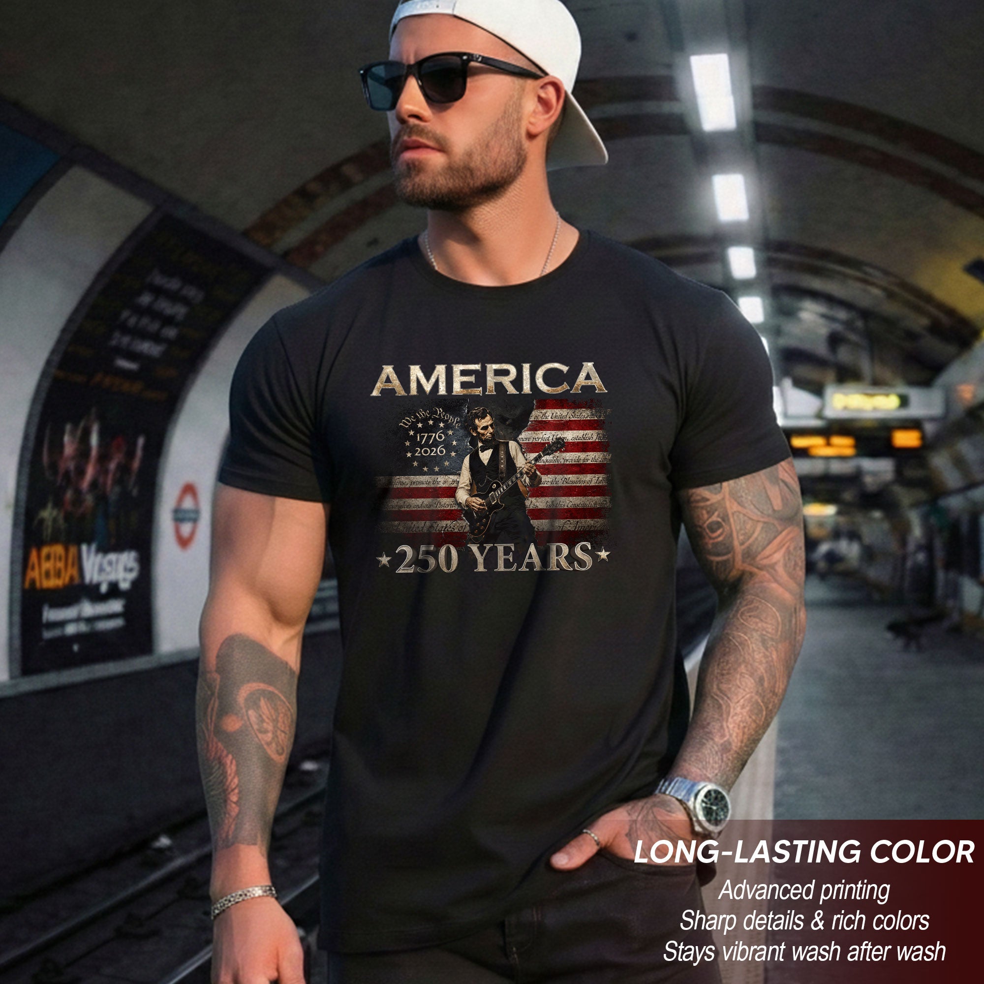Lincoln America 250 Years 1776 2026 Patriotic Graphic T Shirt Unisex Summer Tee