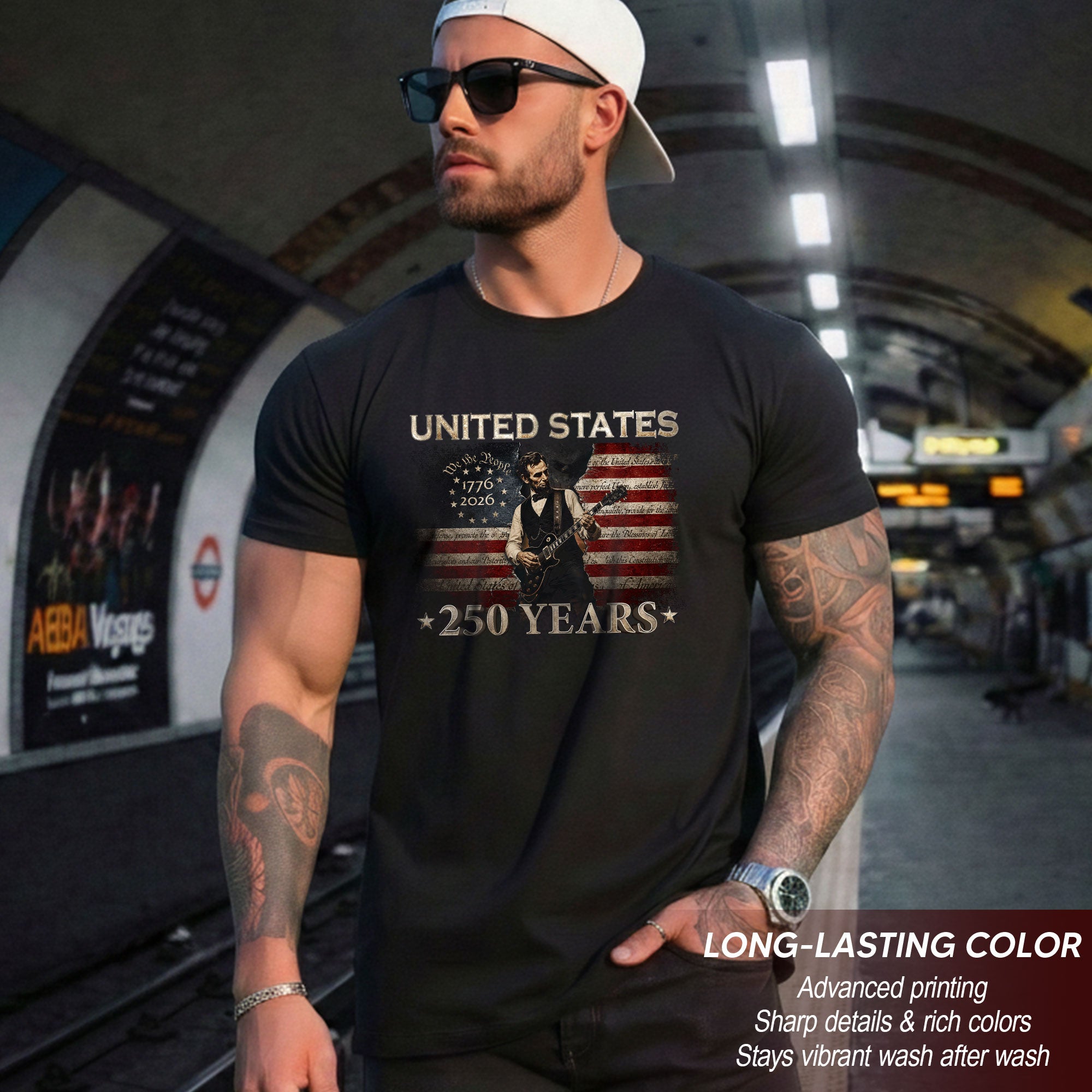Lincoln 1776-2026 Patriotic Graphic T Shirt - Unisex Summer Tee for History Fans - Rust Field Wear