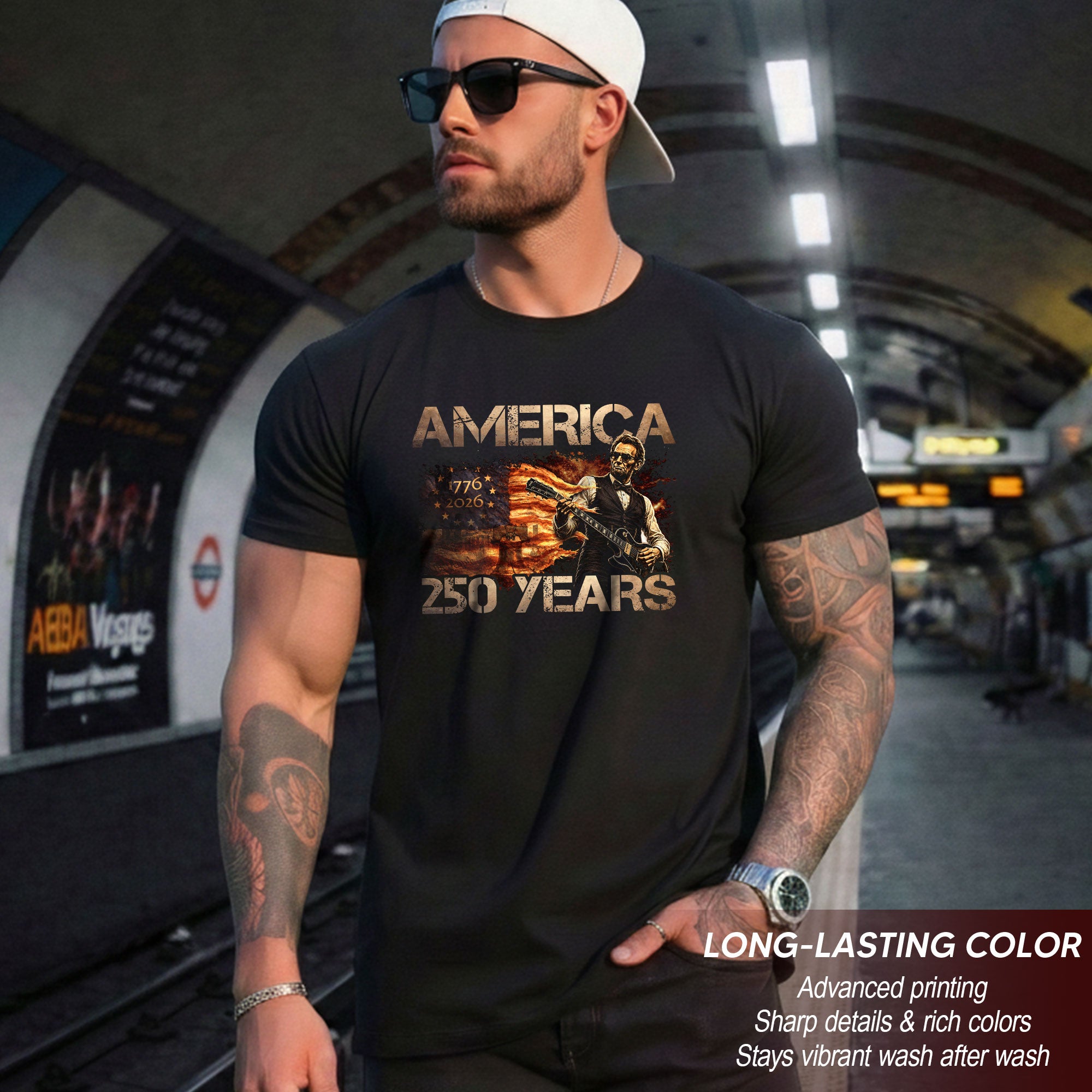 Graphic Lincoln T Shirt America 250 Years 1776 2026 Patriotic Unisex Summer Apparel