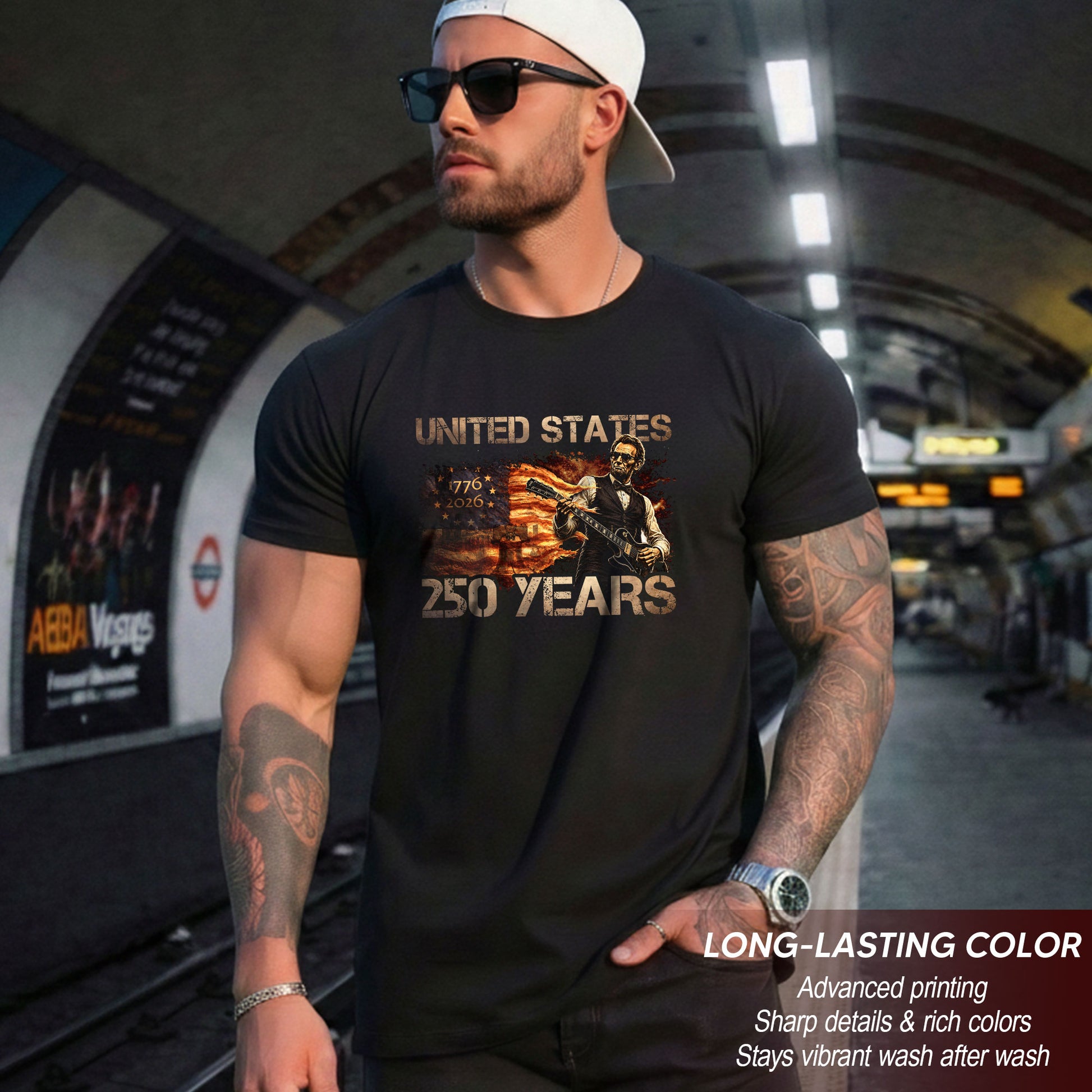 Abraham Lincoln 1776-2026 Patriotic Graphic Tee - Unisex Summer Apparel for Fans - Rust Field Wear