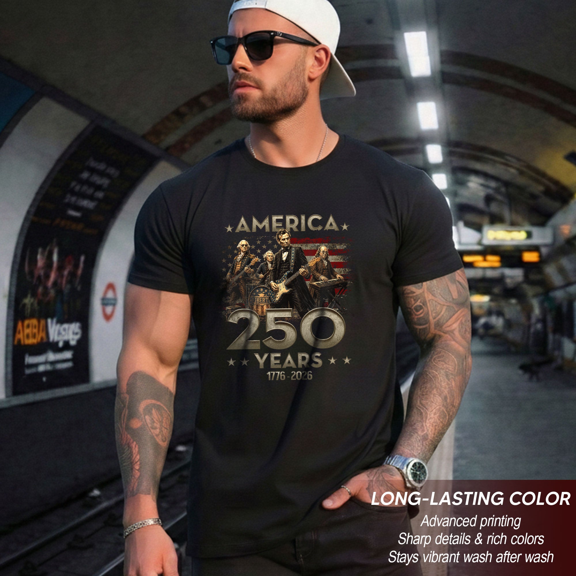 Presidents Band T Shirt America 250 Years Lincoln Patriotic 1776 2026 Graphic Tee