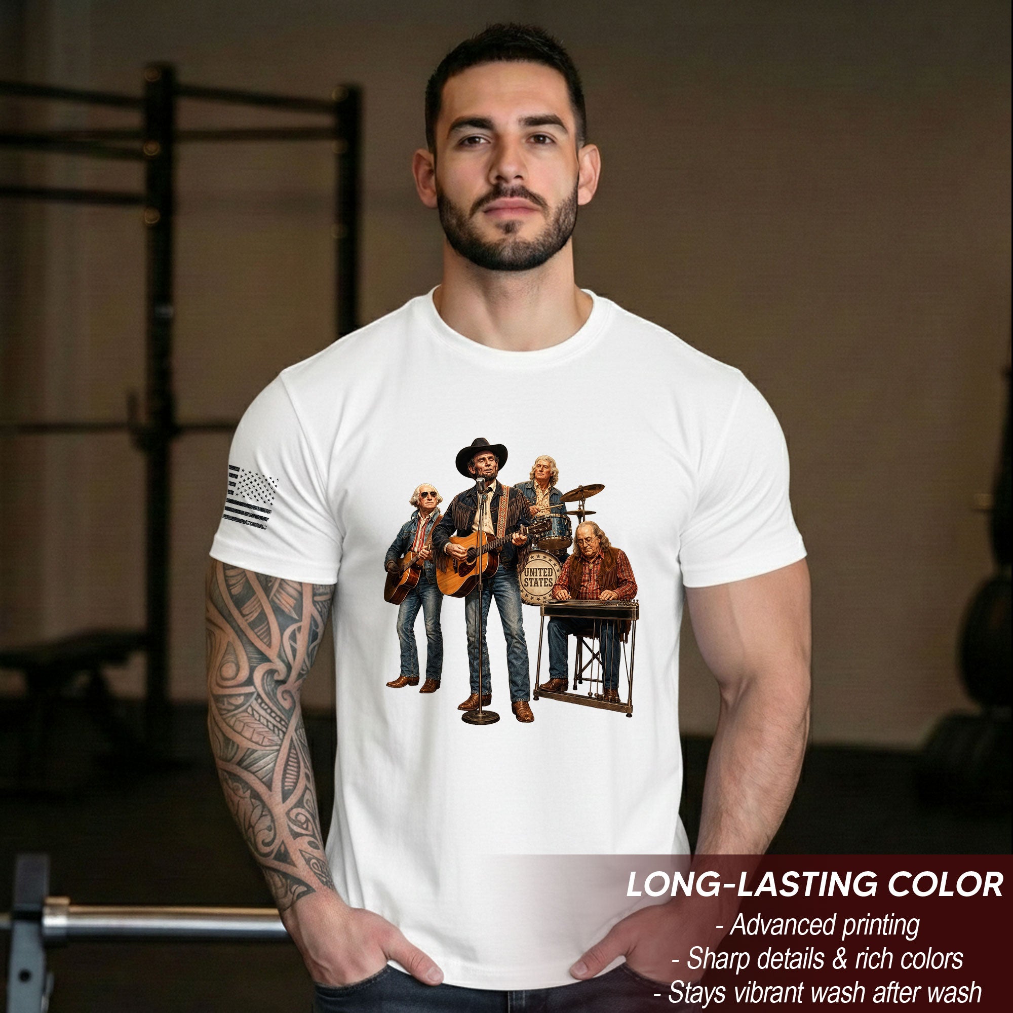 Vintage Patriotic Country Music Apparel - Founding Fathers Band Graphic Design