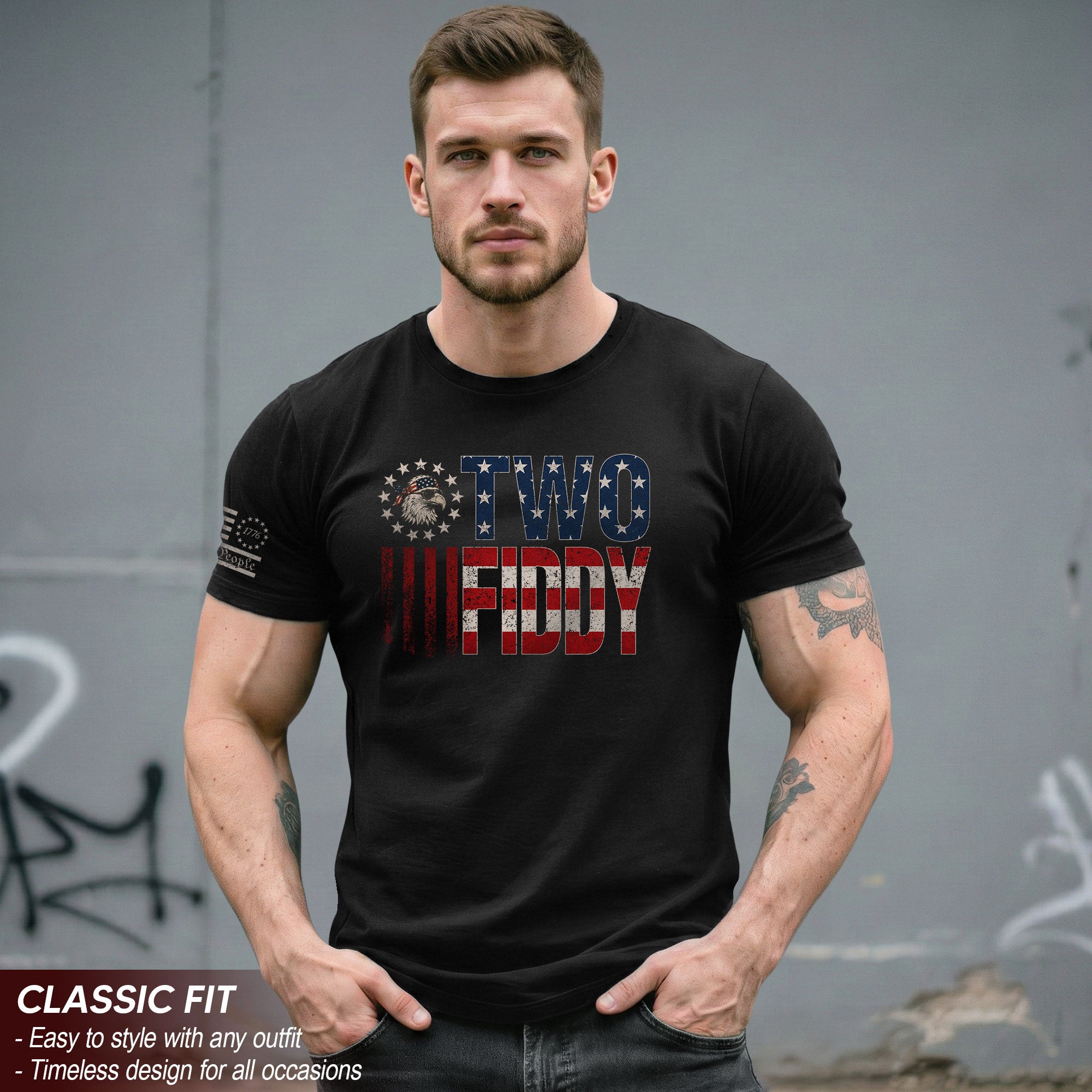 Two Fiddy Star-Spangled Graphic Tee - Patriotic 250th Anniversary Vintage Cotton Shirt