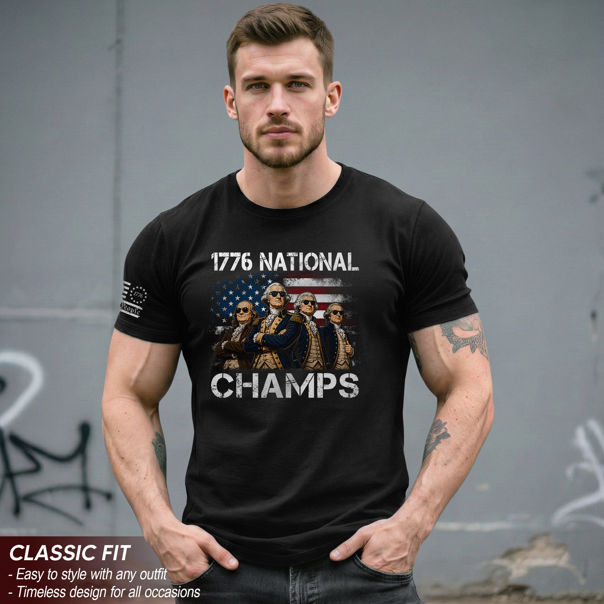 1776 National Champs T-Shirt - Patriotic Founding Fathers Graphic Tee for Men & Women