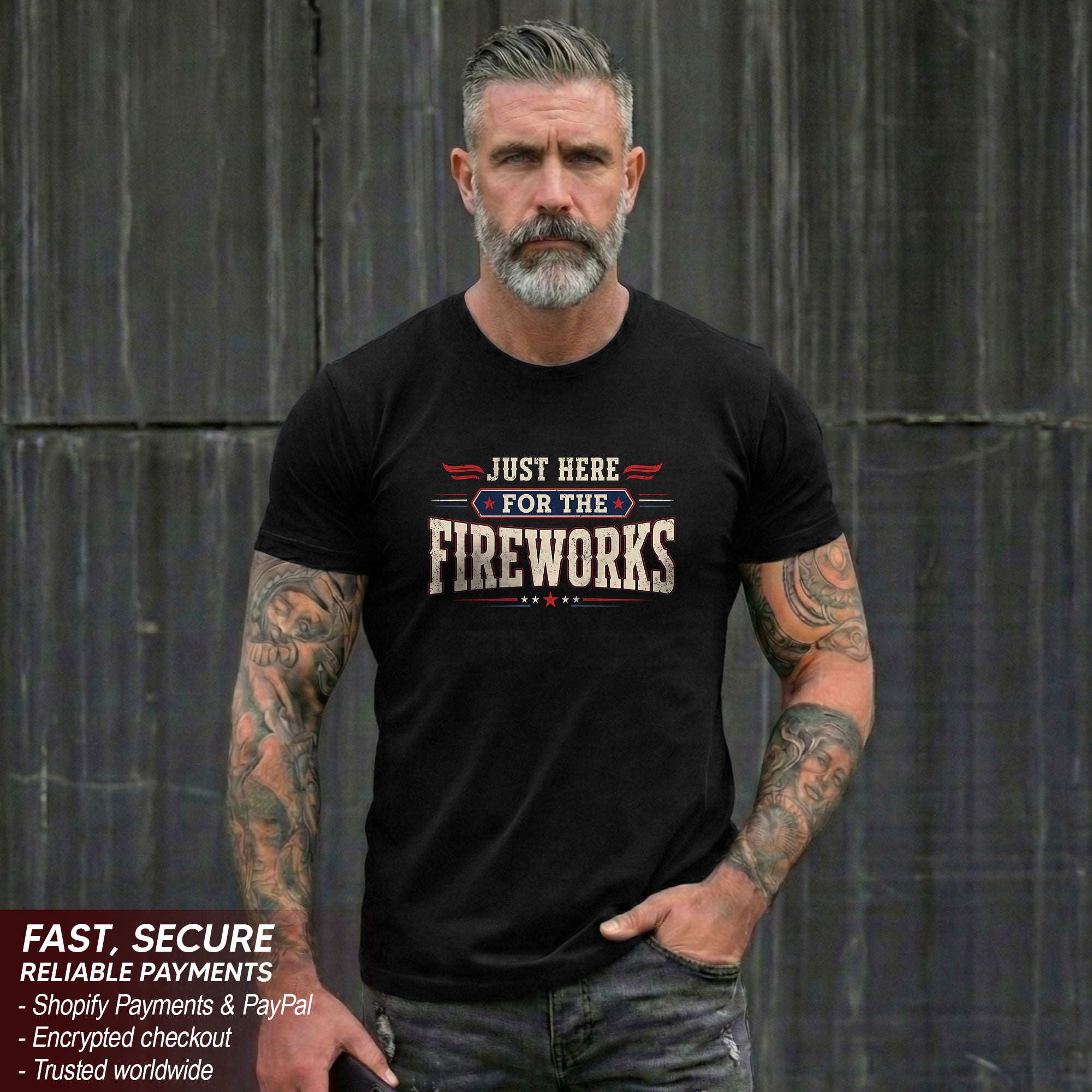 Just Here for The Fireworks T Shirt Funny Independence Day Celebration Apparel for Men