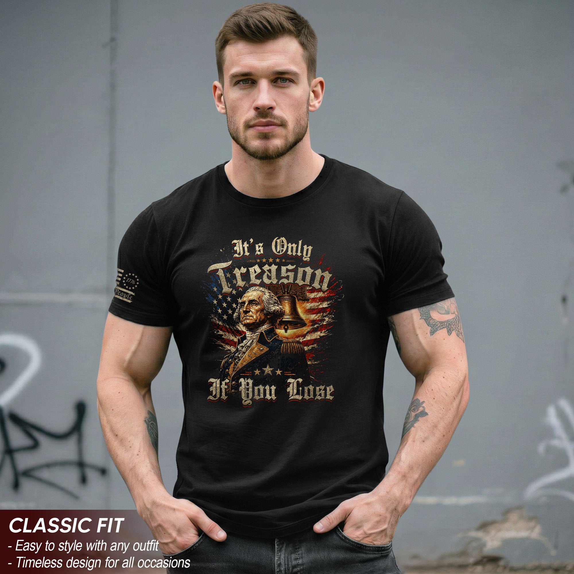 George Washington T-Shirt - It’s Only Treason If You Lose American Flag Graphic Tee