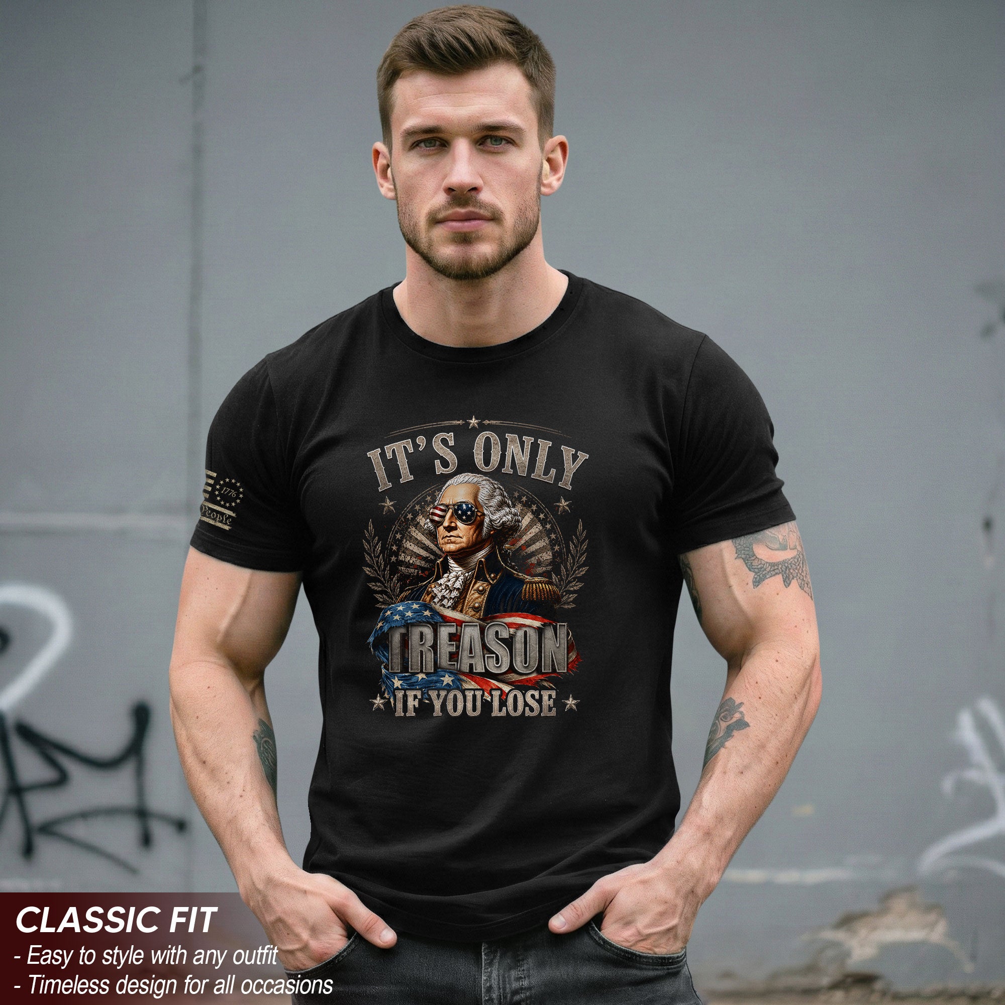 Vintage Style Patriotic T-Shirt - It’s Only Treason If You Lose Liberty Bell Design