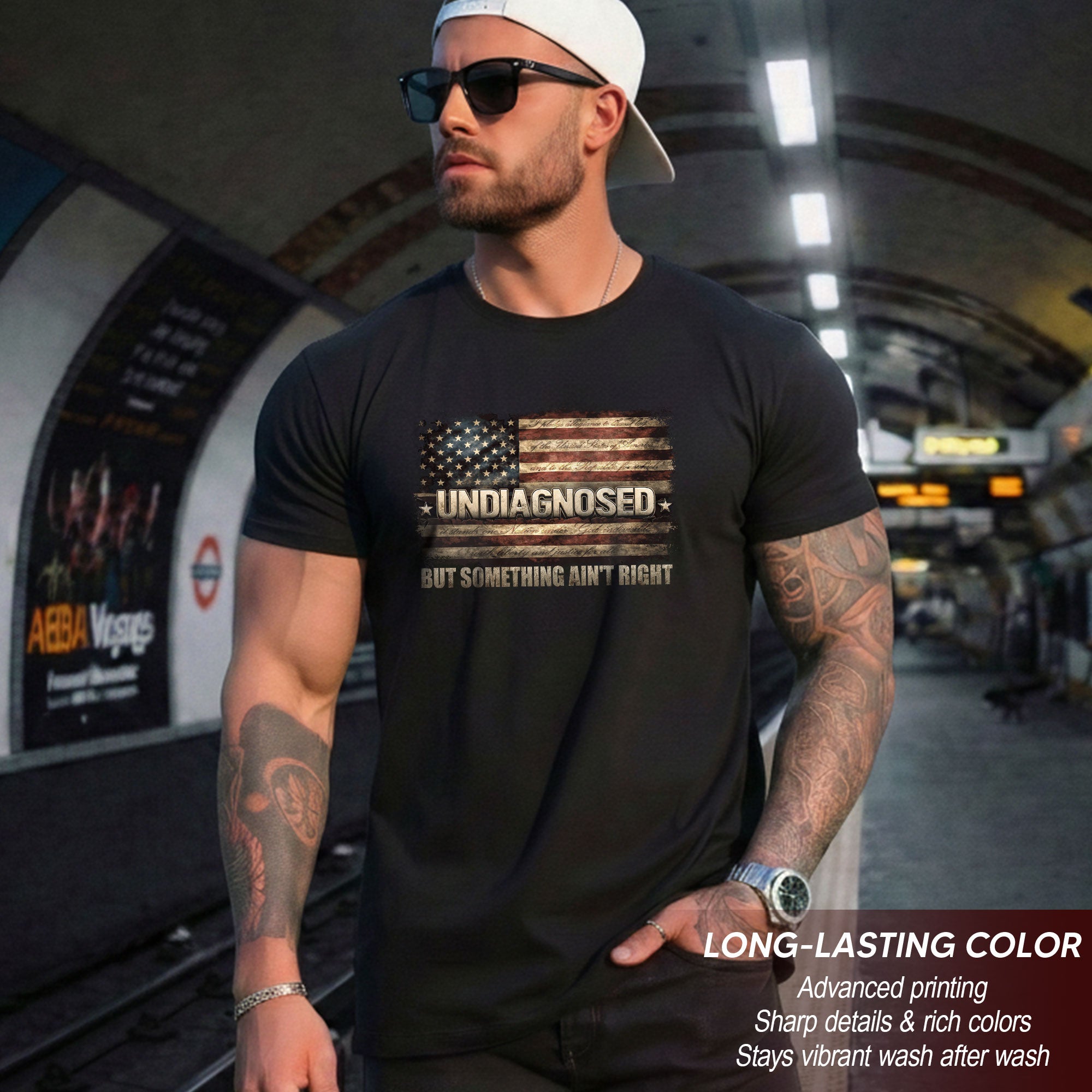 Undiagnosed But Something Ain't Right T-Shirt Vintage American Flag Graphic Tee