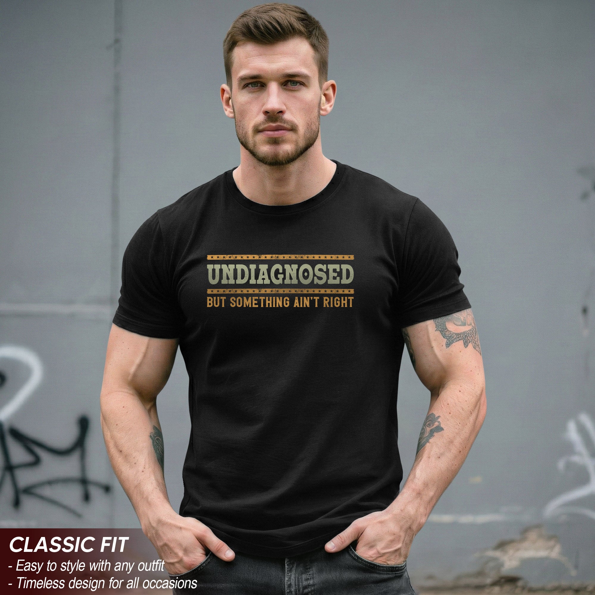 Undiagnosed But Something Ain't Right Graphic Tee Retro Style Text Statement Shirt