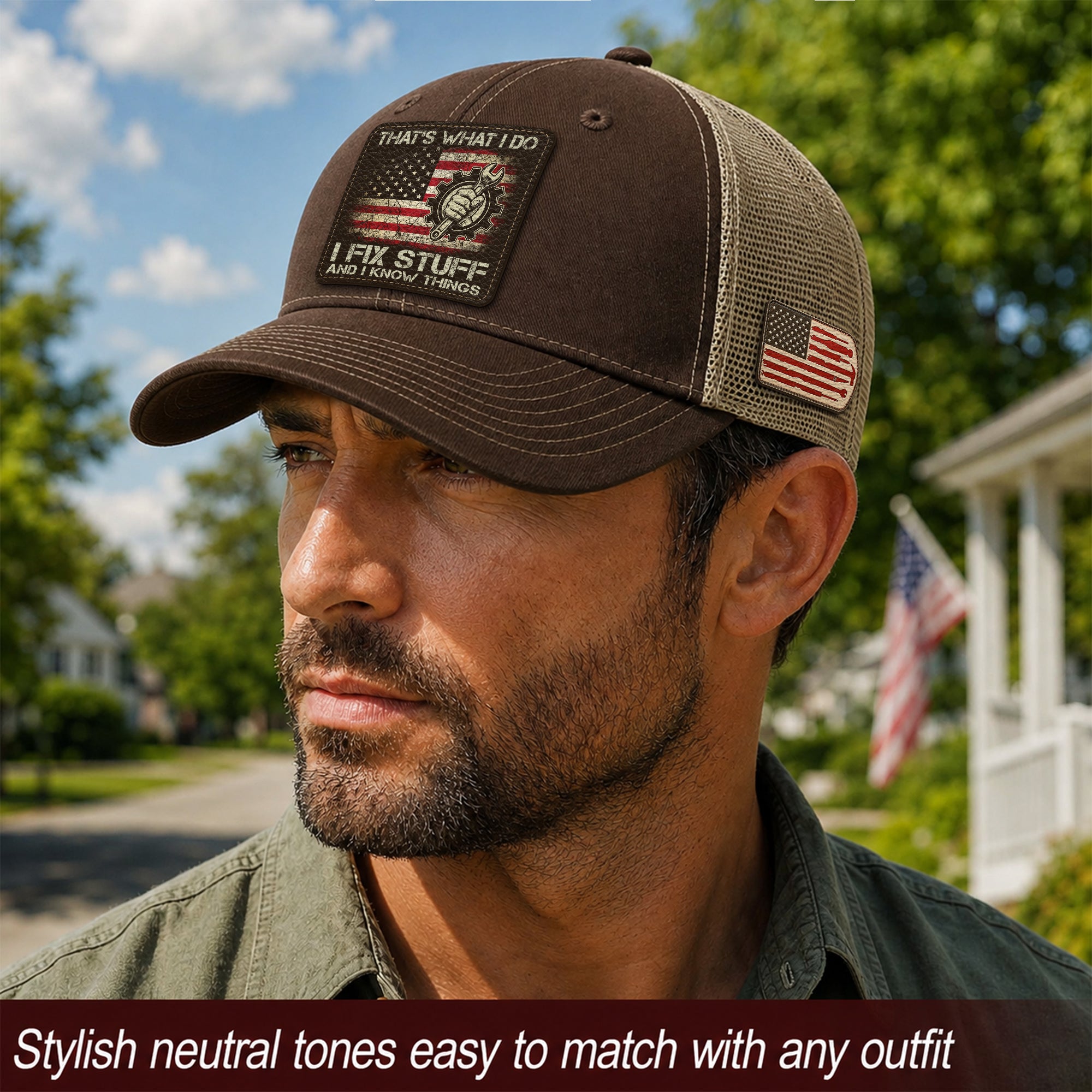 I Fix Stuff And I Know Things Funny Mechanic Quote Men Patch Trucker Hat Casual Novelty