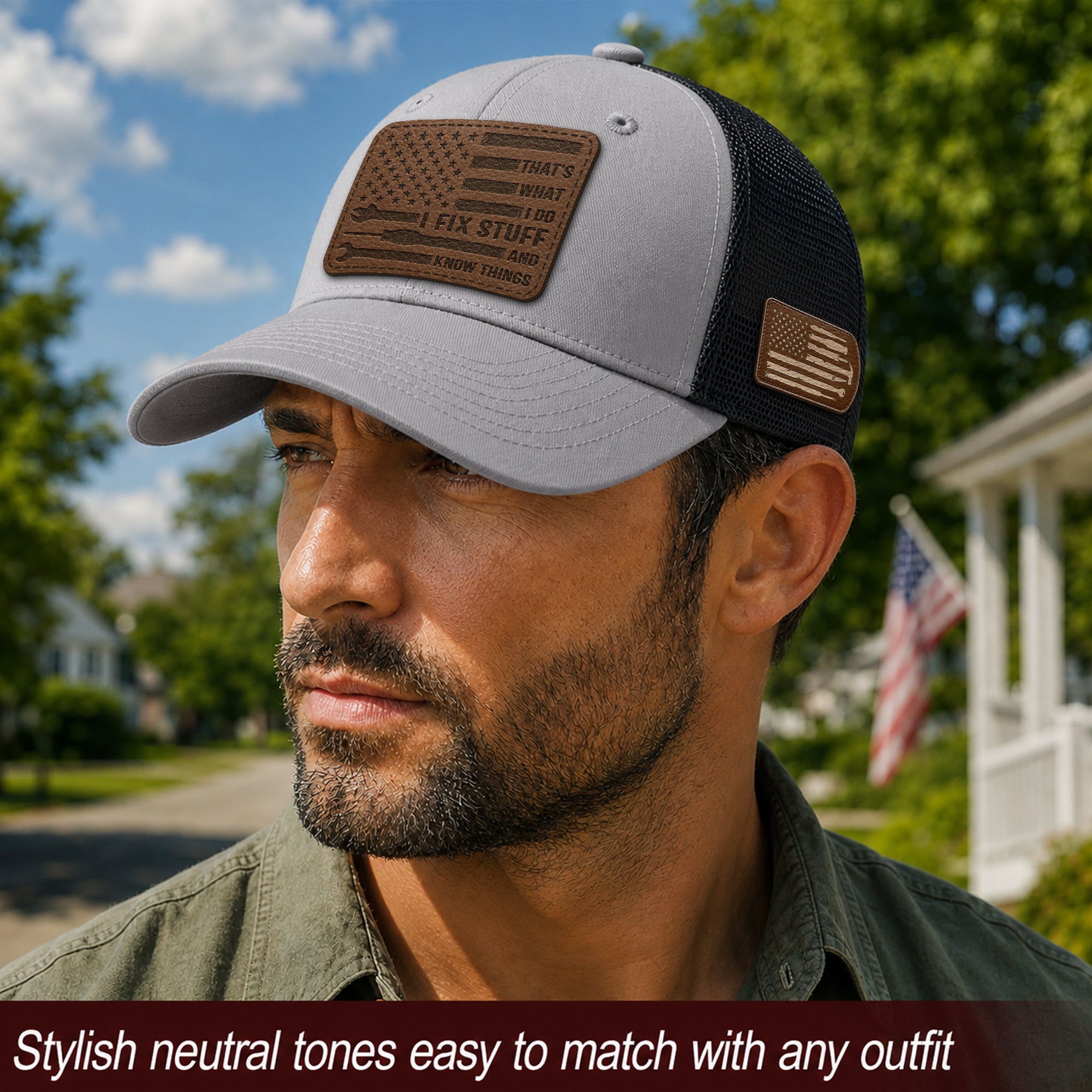 I Fix Stuff And I Know Things Funny Mechanic Men Patch Trucker Hat Casual Novelty