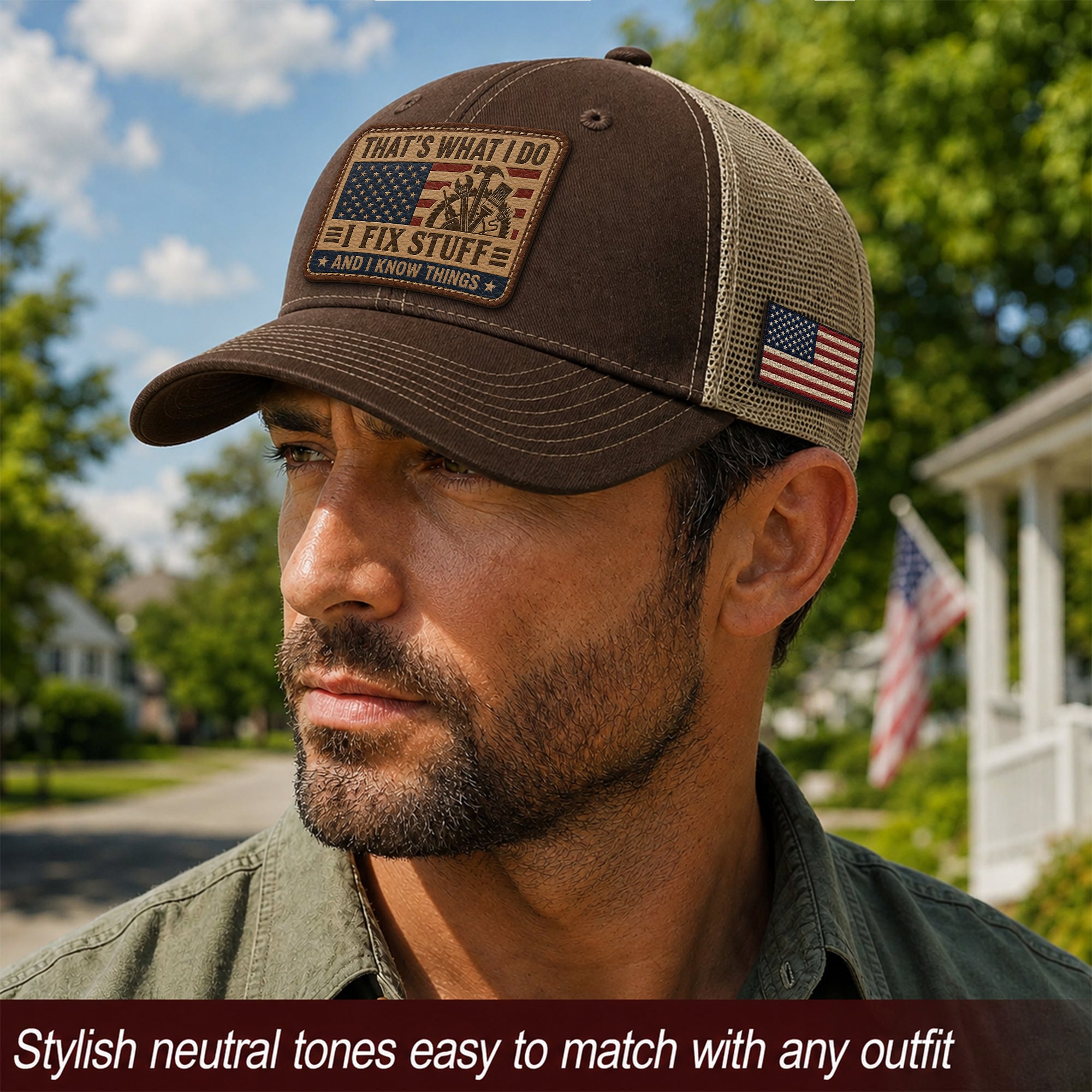 I Fix Stuff And I Know Things Funny Tools Quote Men Patch Trucker Hat Casual Novelty