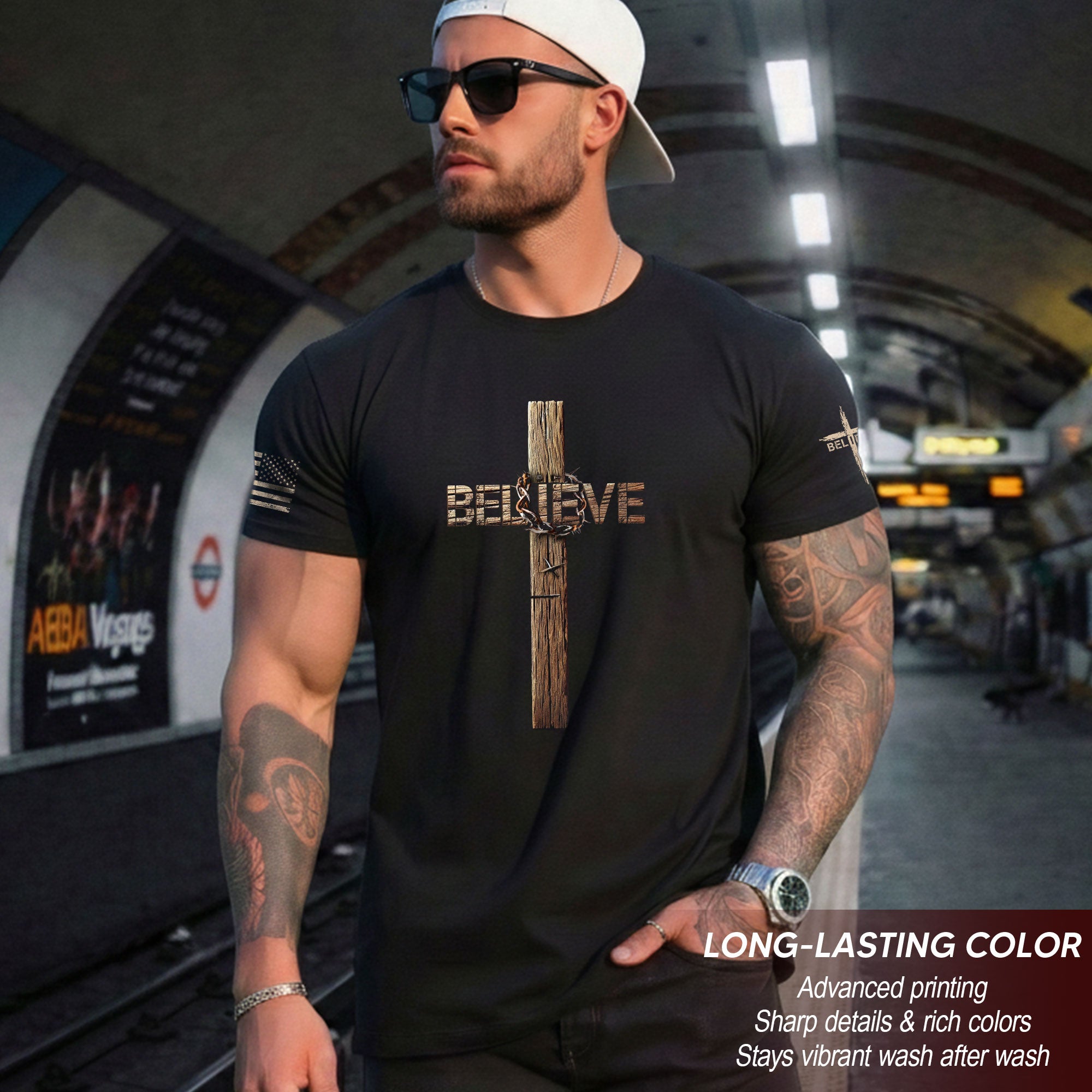 Believe Cross Crown Of Thorns Christian T-shirt
