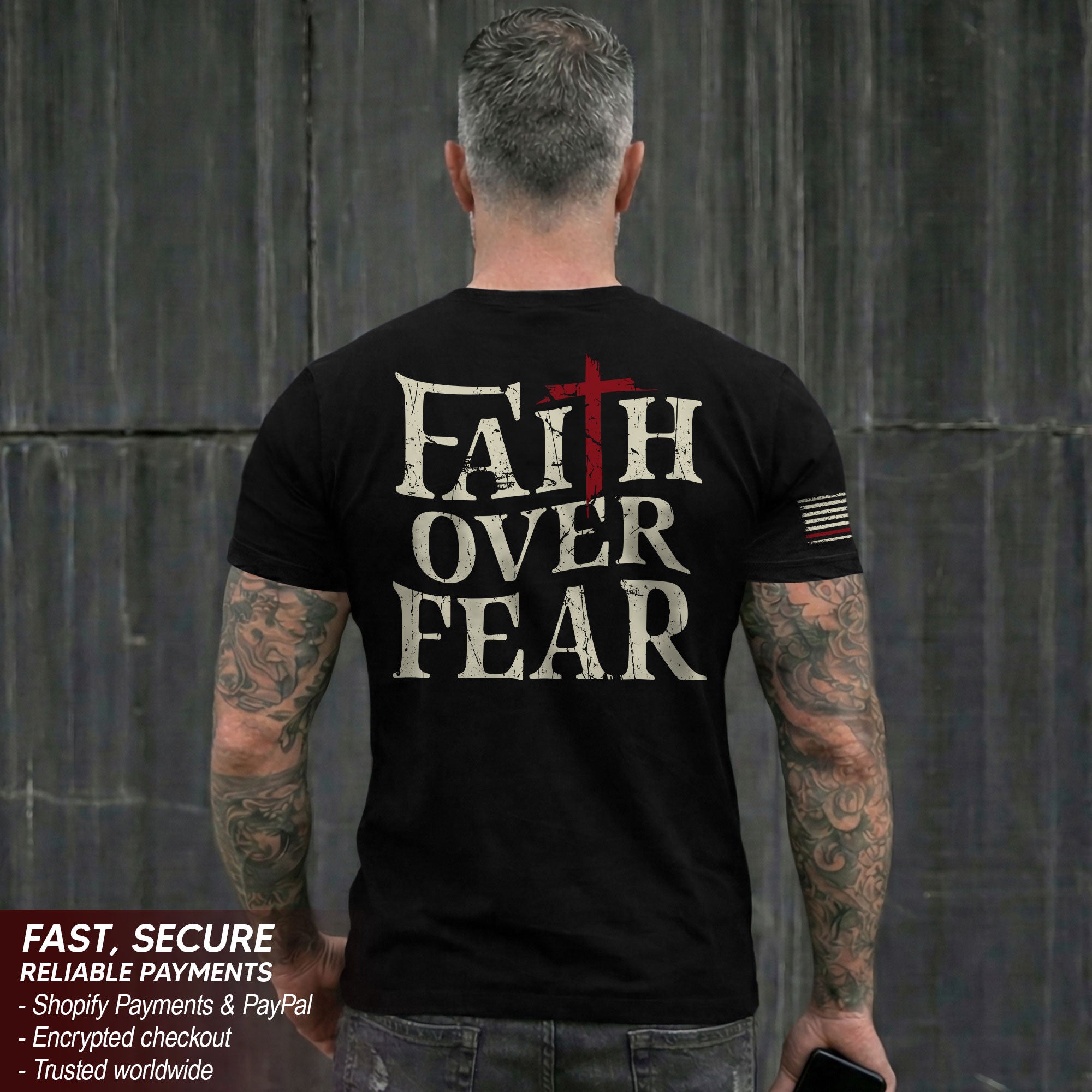 Faith Over Fear Christian Strength T-Shirt