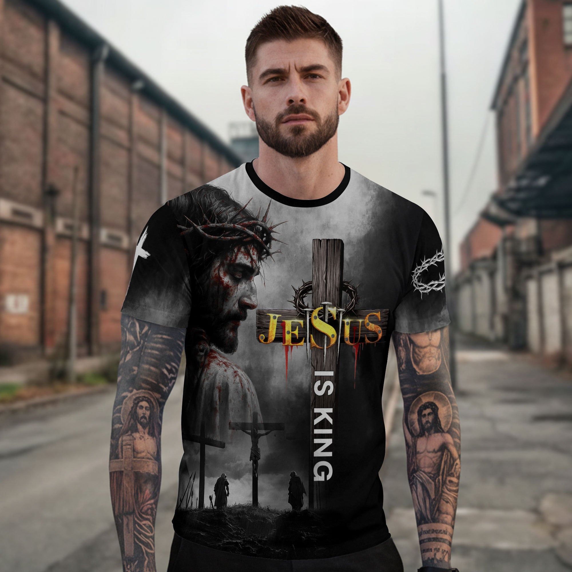 Jesus Is King Cross and Lion Warrior Faith T-Shirt