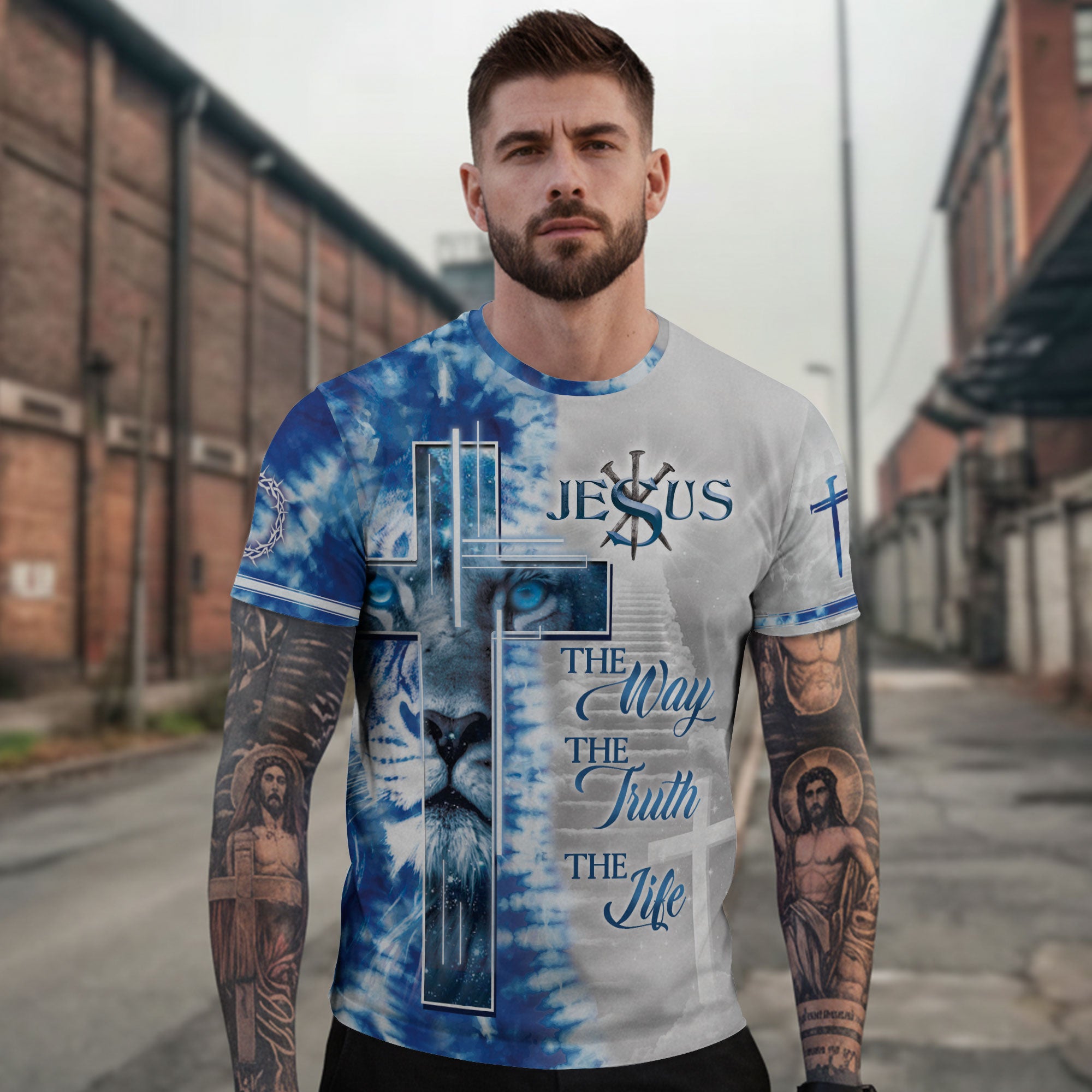 The Gaze Of Truth "The Way The Truth The Life" Blue Eyed Lion T-Shirt