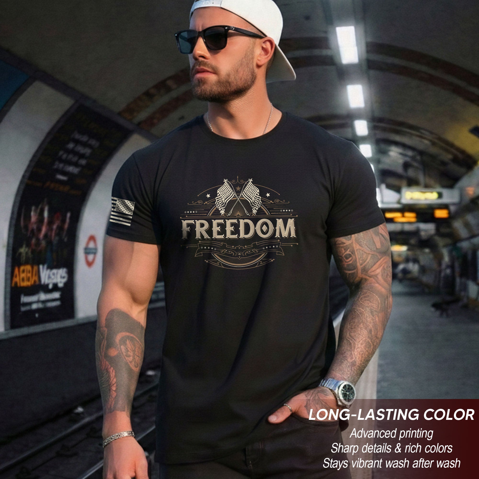 Freedom Heritage Patriotic American Flag Tribute T-Shirt