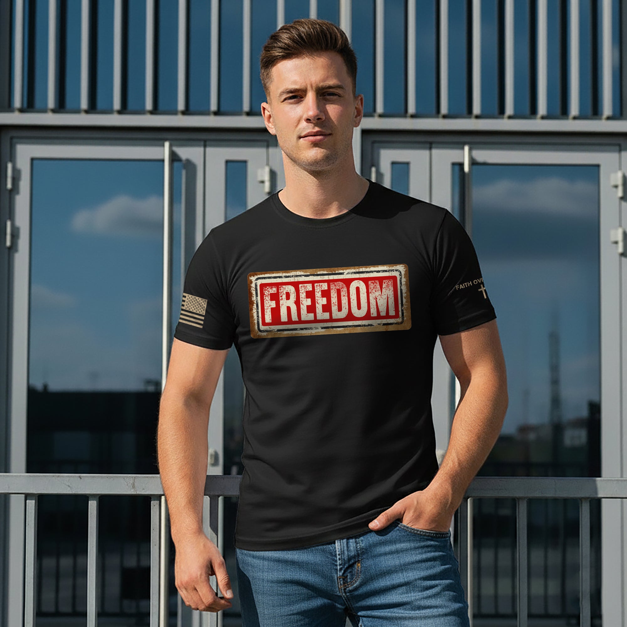Freedom Sign Patriotic Tribute T-Shirt