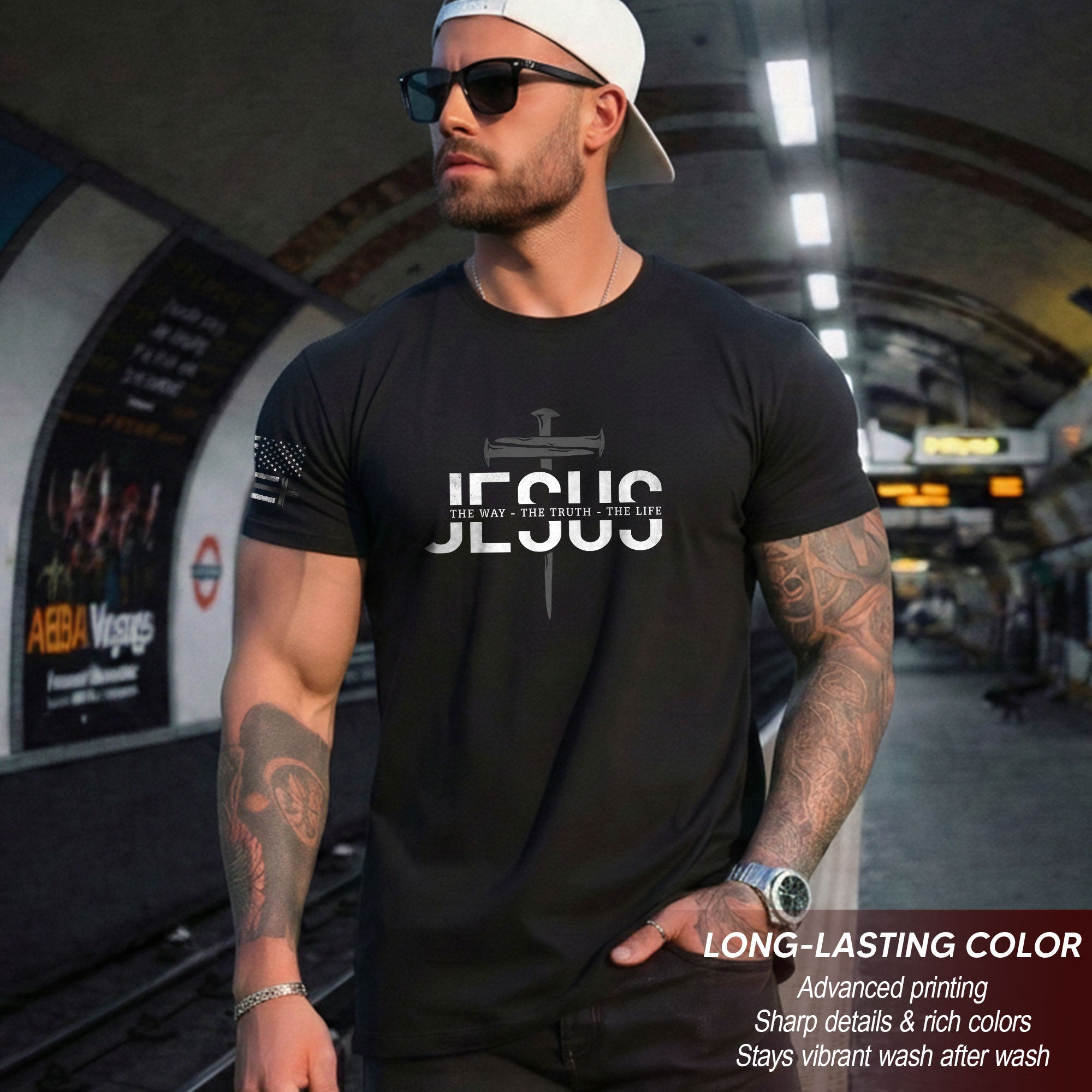 Jesus The Way The Truth The Life Christian T Shirt Cross Nail Design