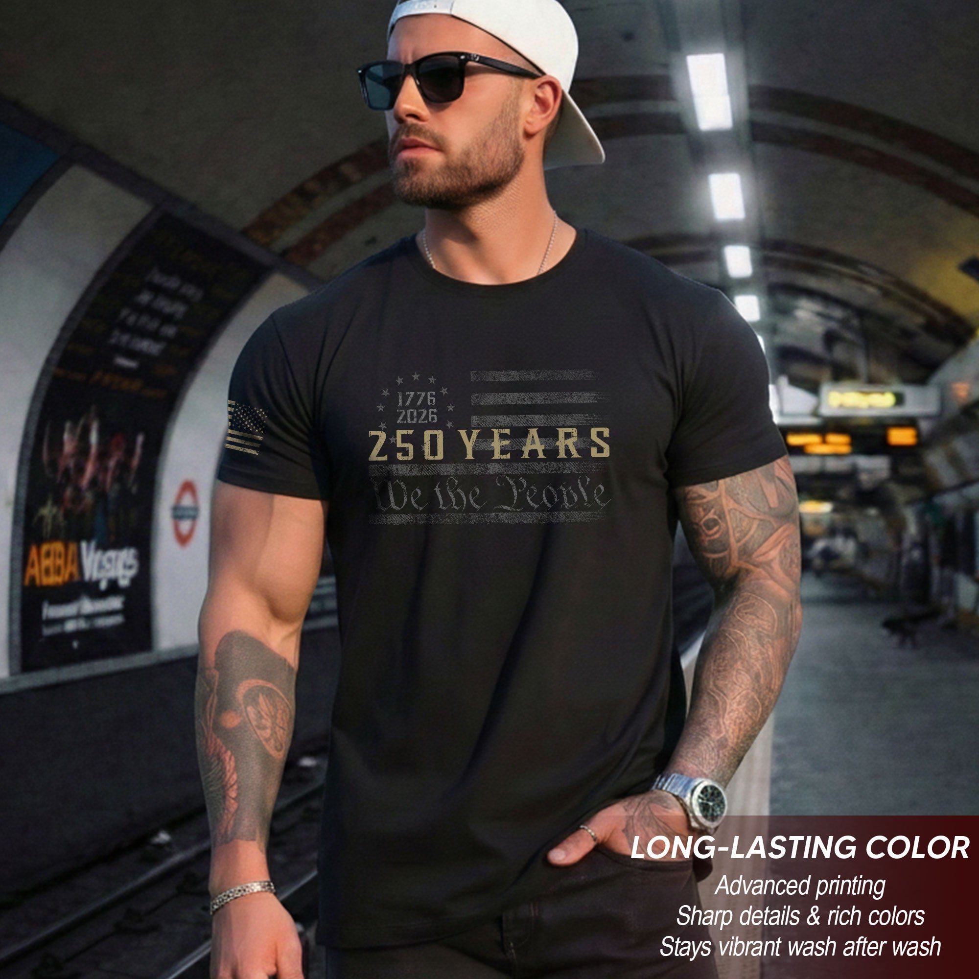 250 Years American Freedom T-Shirt – Minimal USA Flag 1776–2026 Tee