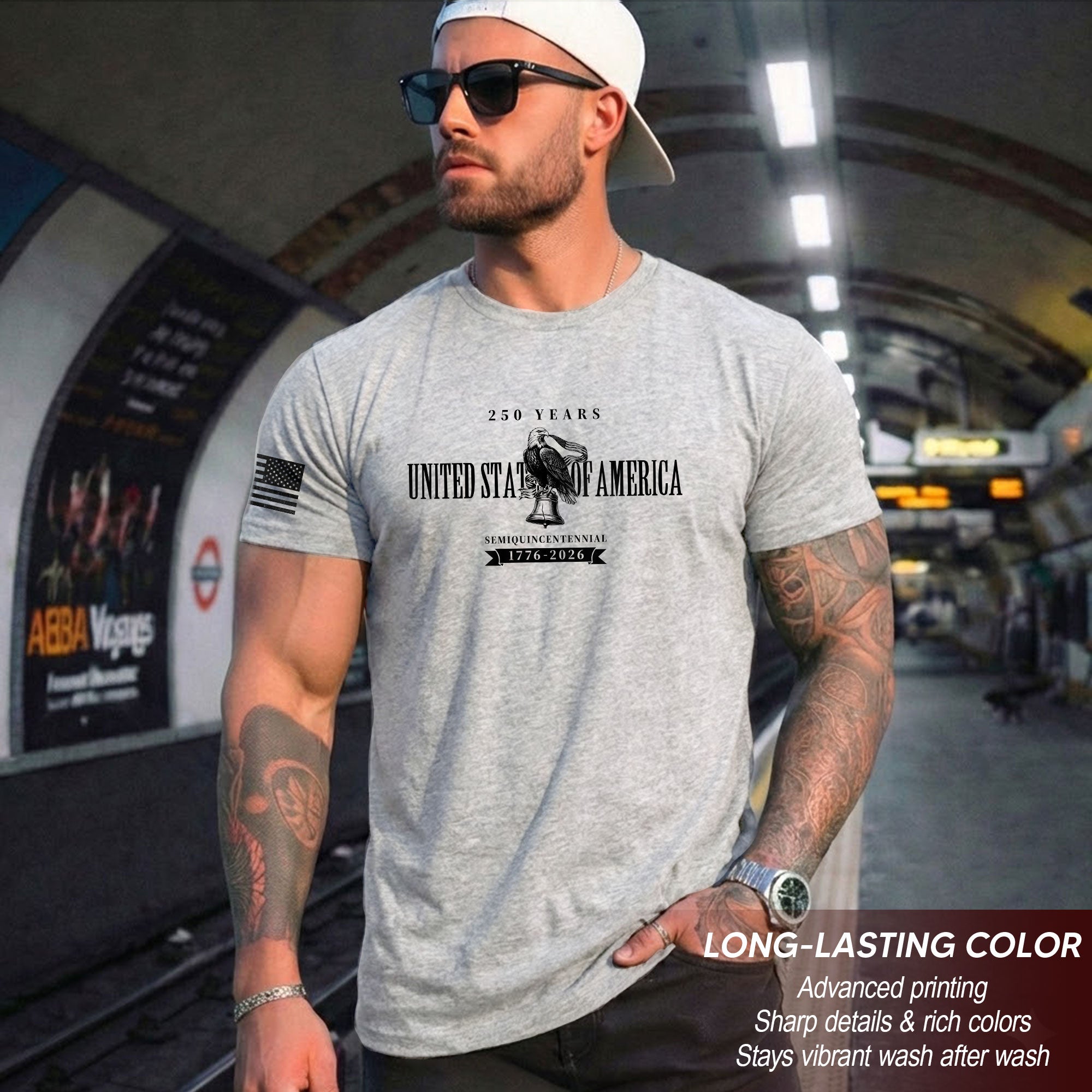 USA 250th Anniversary T-Shirt 250 Years Semiquincentennial 1776-2026 - Patriotic American Eagle & Liberty Bell Men’s Shirt