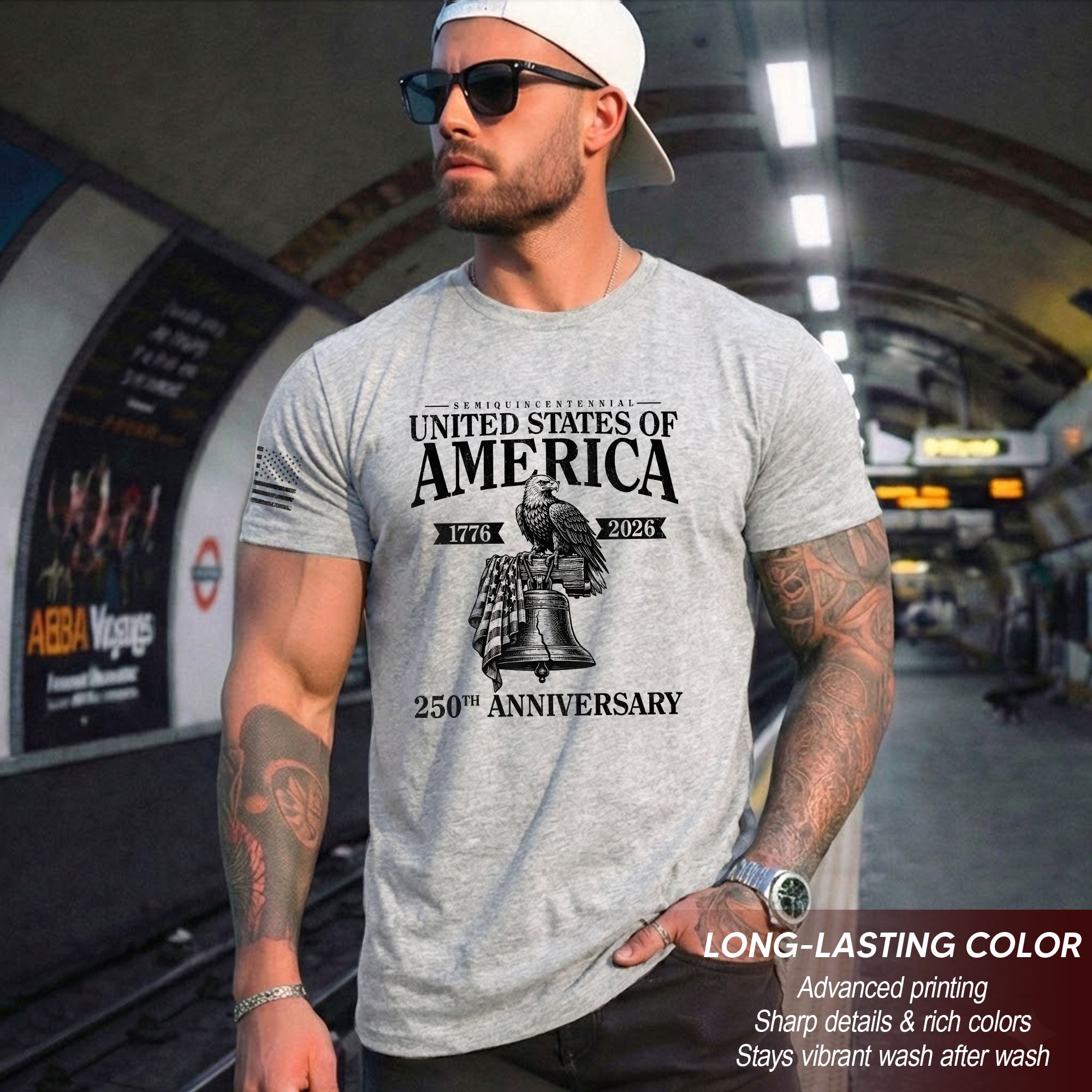 USA 250th Anniversary Shirt Men’s Vintage 250 Years 1776-2026 Patriotic Liberty Bell Eagle Tee