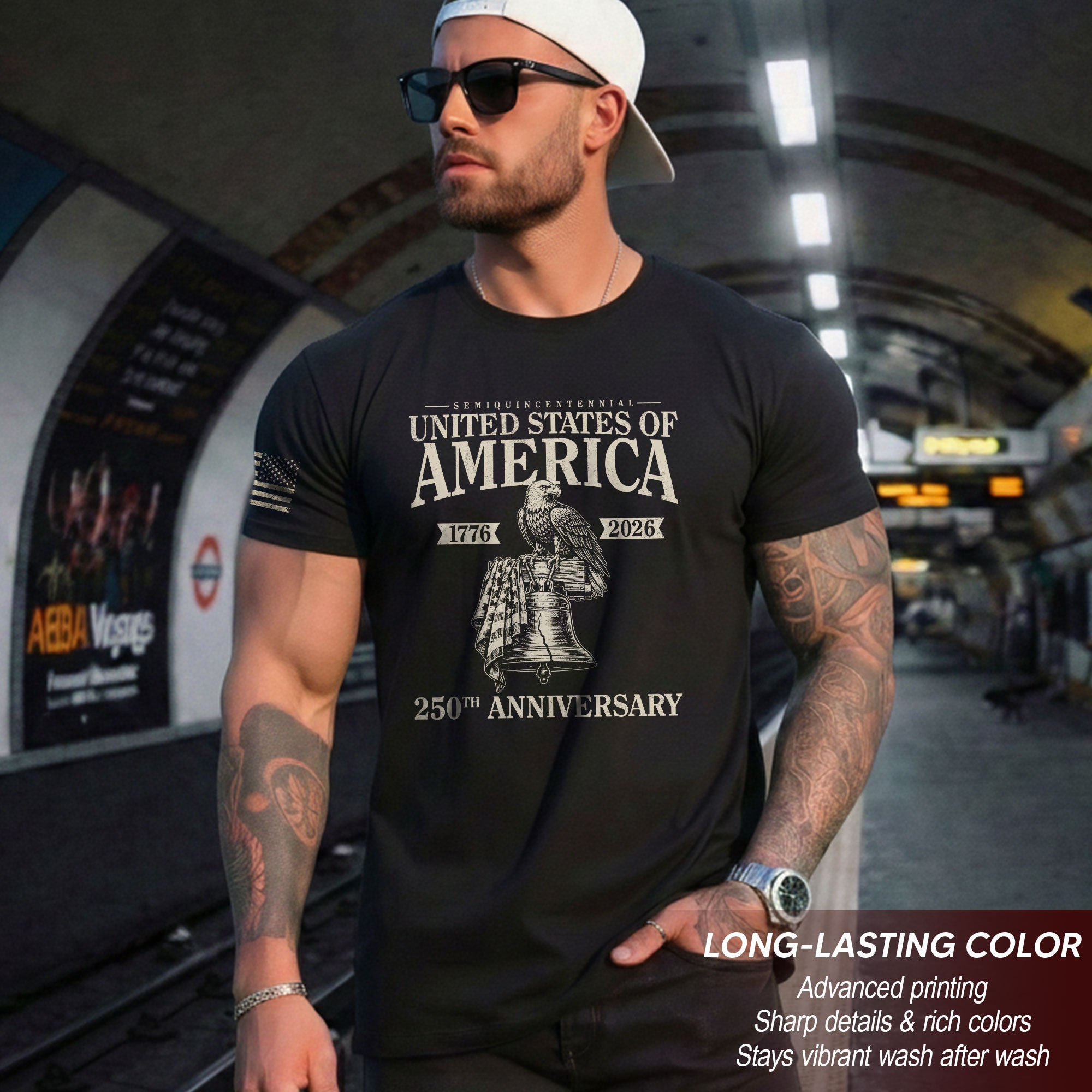 USA 250 Years Shirt Semiquincentennial 1776-2026 Commemorative Patriotic Eagle Liberty Bell Men’s T-Shirt