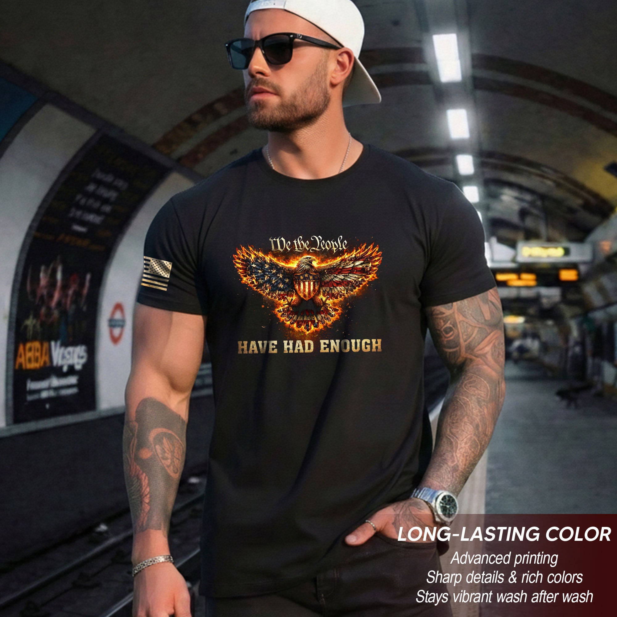 We The People Have Had Enough T-Shirt Flaming Patriotic Eagle Shield Rising Liberty Statement Tee
