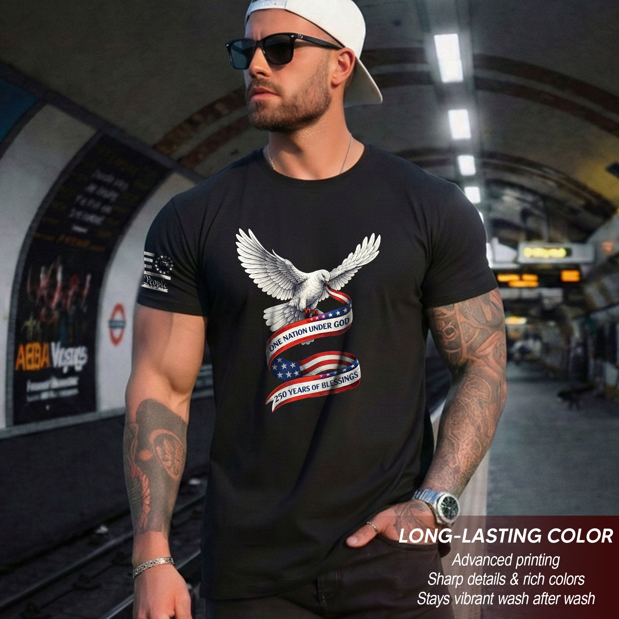 250 Years of Blessings One Nation Under God T-Shirt - Peace Dove Patriotic Graphic Tee