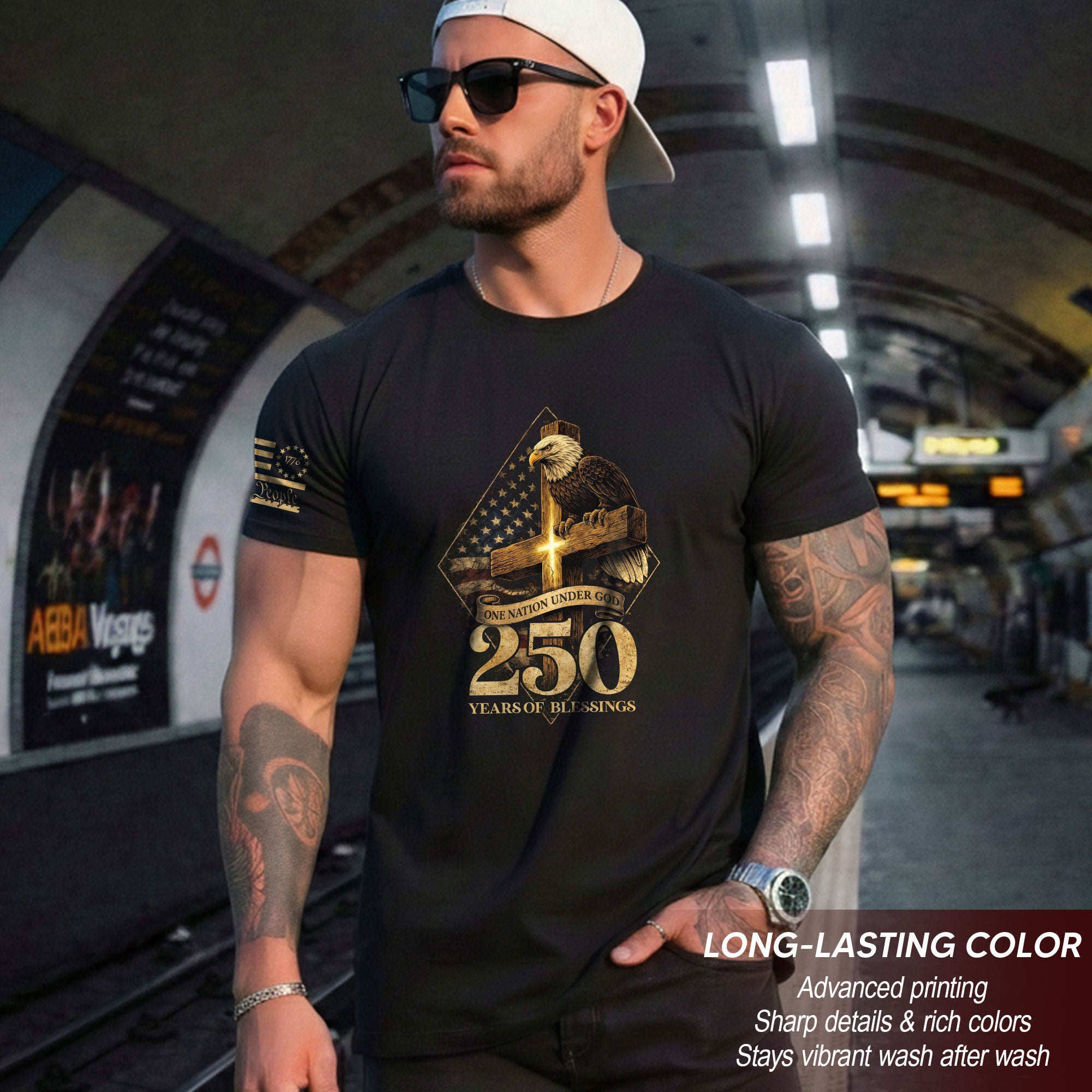 Faith & Freedom 250th Anniversary Shirt - One Nation Under God Commemorative Eagle & Cross Tee